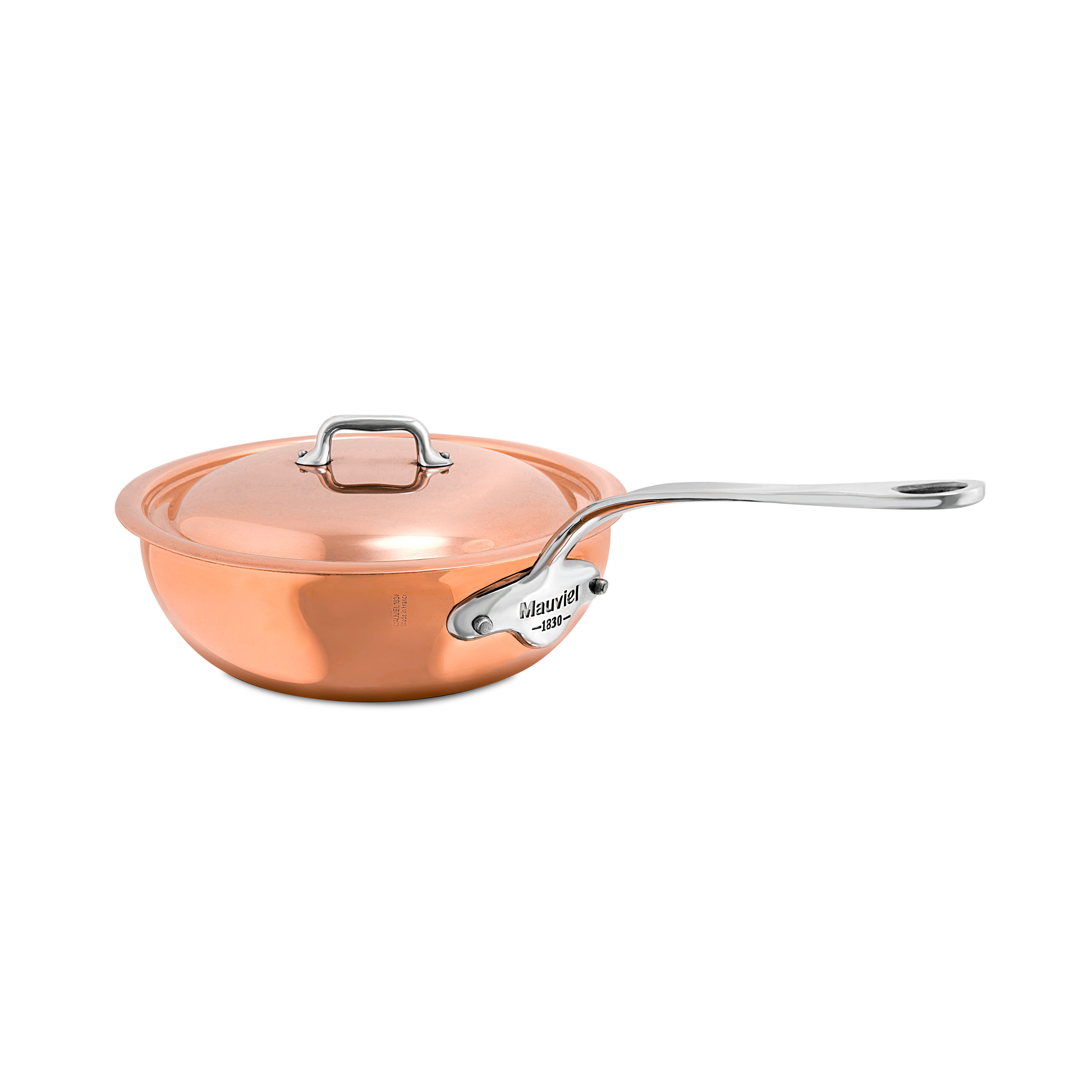 Mauviel M'6 S Induction Copper Chef Pan With Lid, Cast Stainless Steel Handle - Mauviel1830