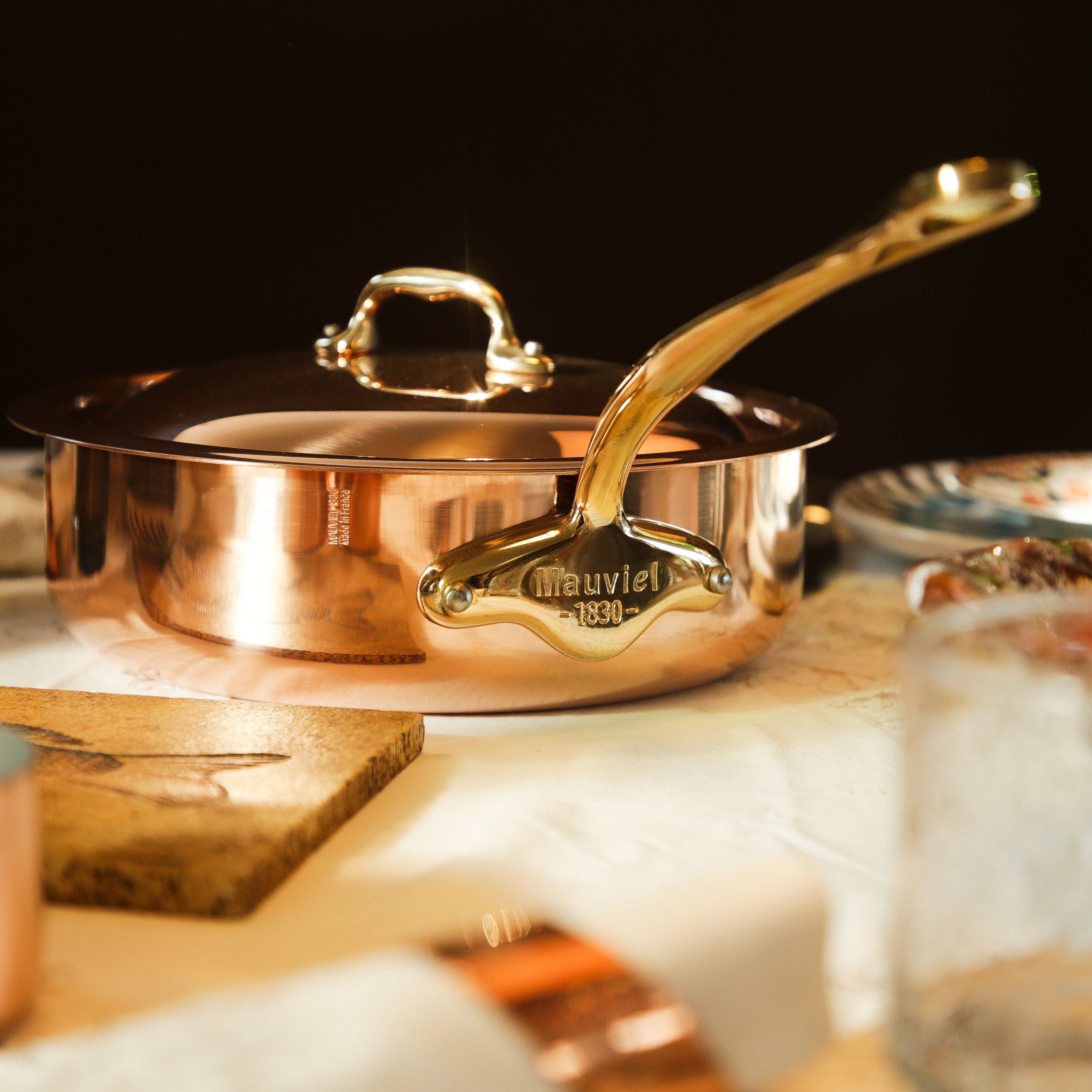 Mauviel M'Heritage M'150 B Copper Saute Pan With Brass Handle, 1.9-Qt - Mauviel1830