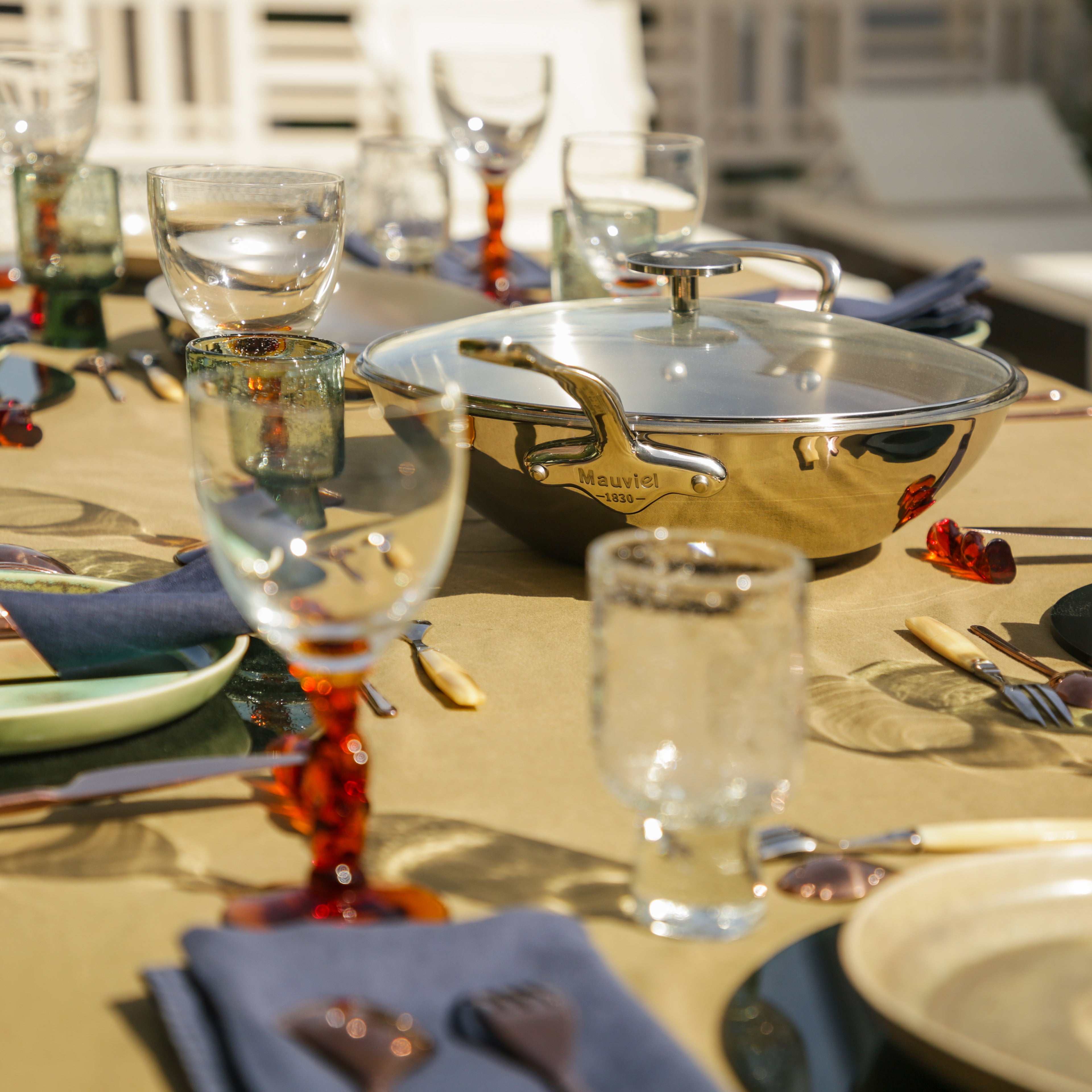 Mauviel M'COOK 5-Ply Wok With Long Handle, Cast Stainless Steel, 5-qt - Mauviel1830