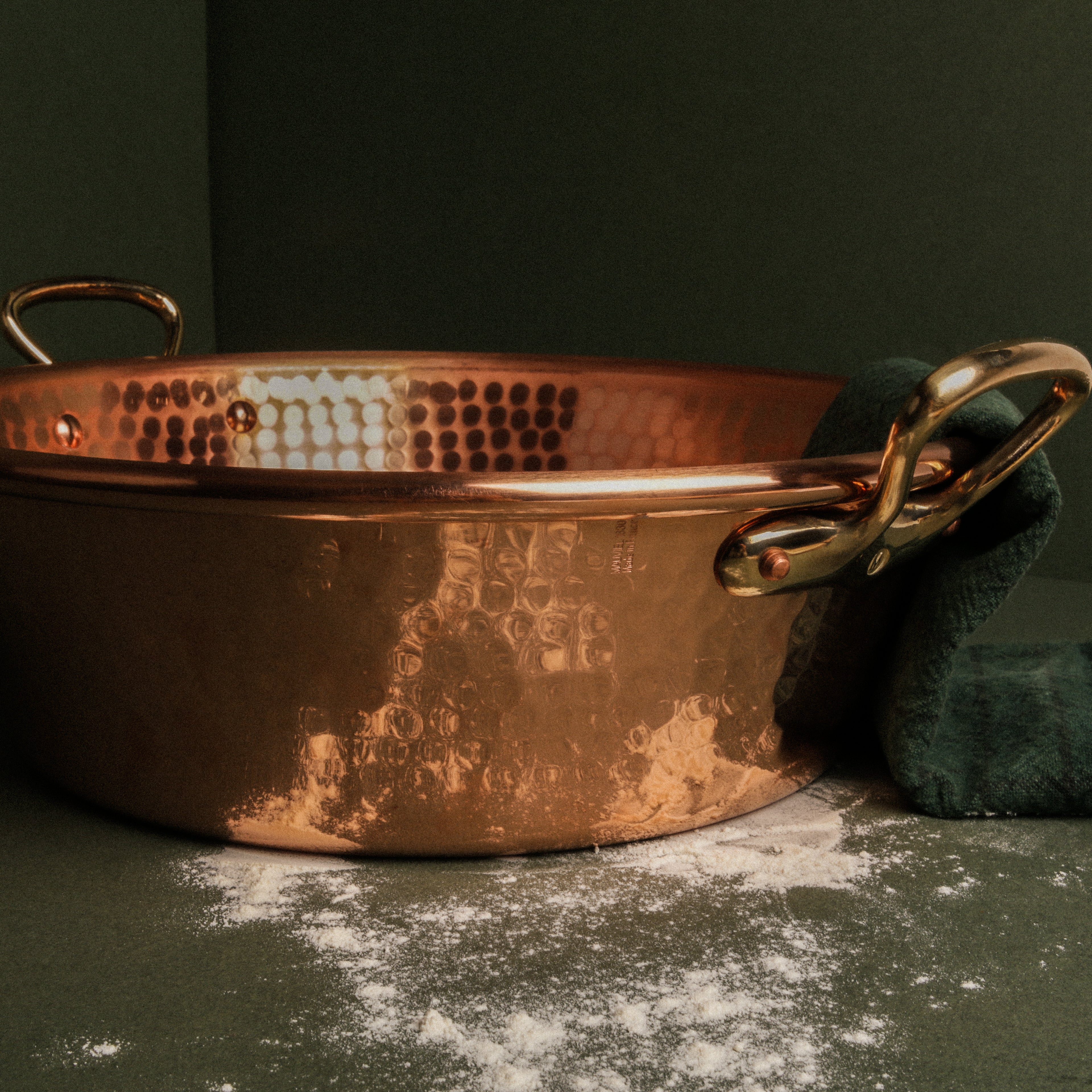 Mauviel M'PASSION Hammered Copper Jam Pan With Brass Handles, 14.4-Qt - Mauviel1830
