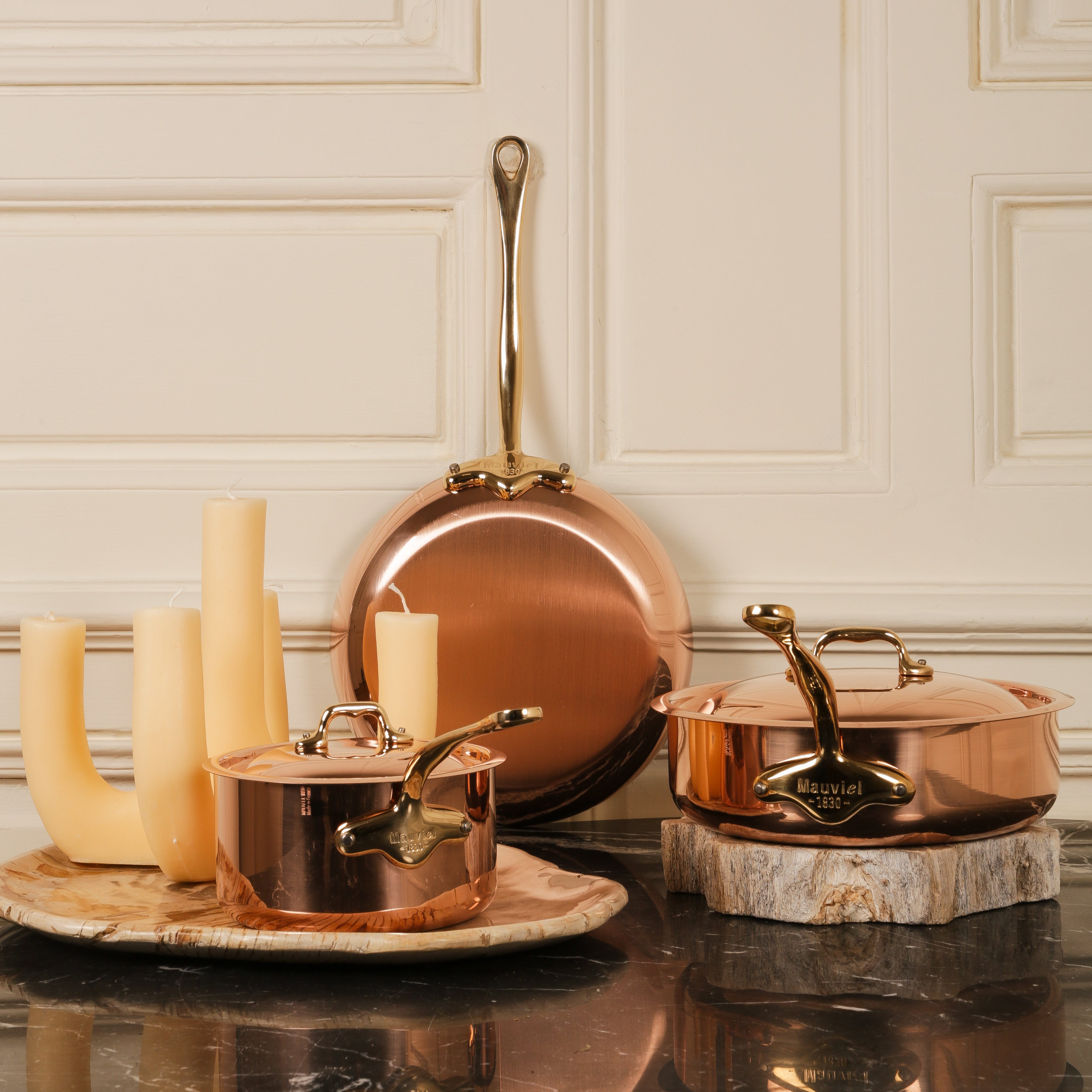 Mauviel M'Heritage M'150 B 5-Piece Copper Cookware Set With Brass Handles - Mauviel1830