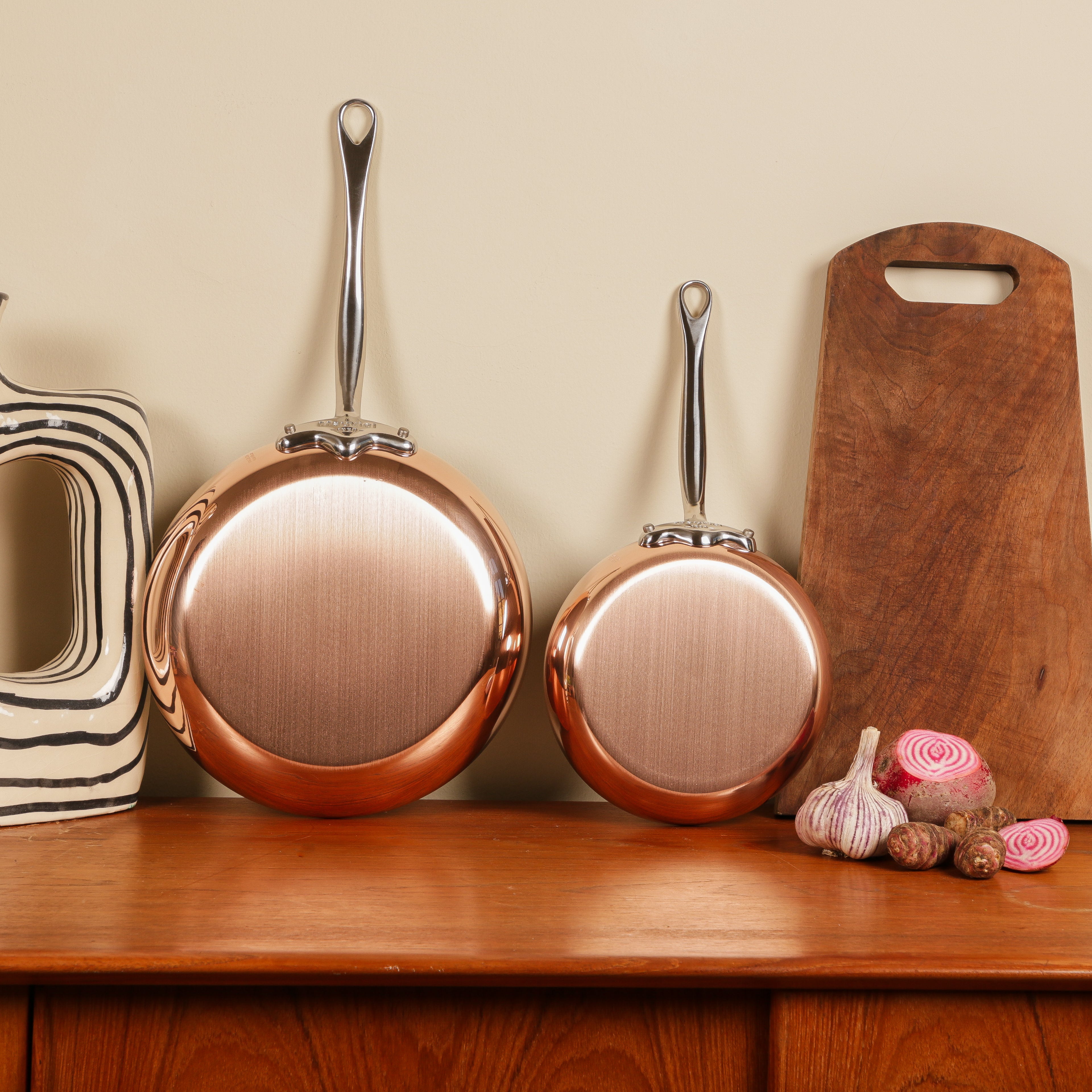 Mauviel M'Heritage M'150 S 2-Piece Copper Frying Pan Set With Cast Stainless Steel Handles - Mauviel1830