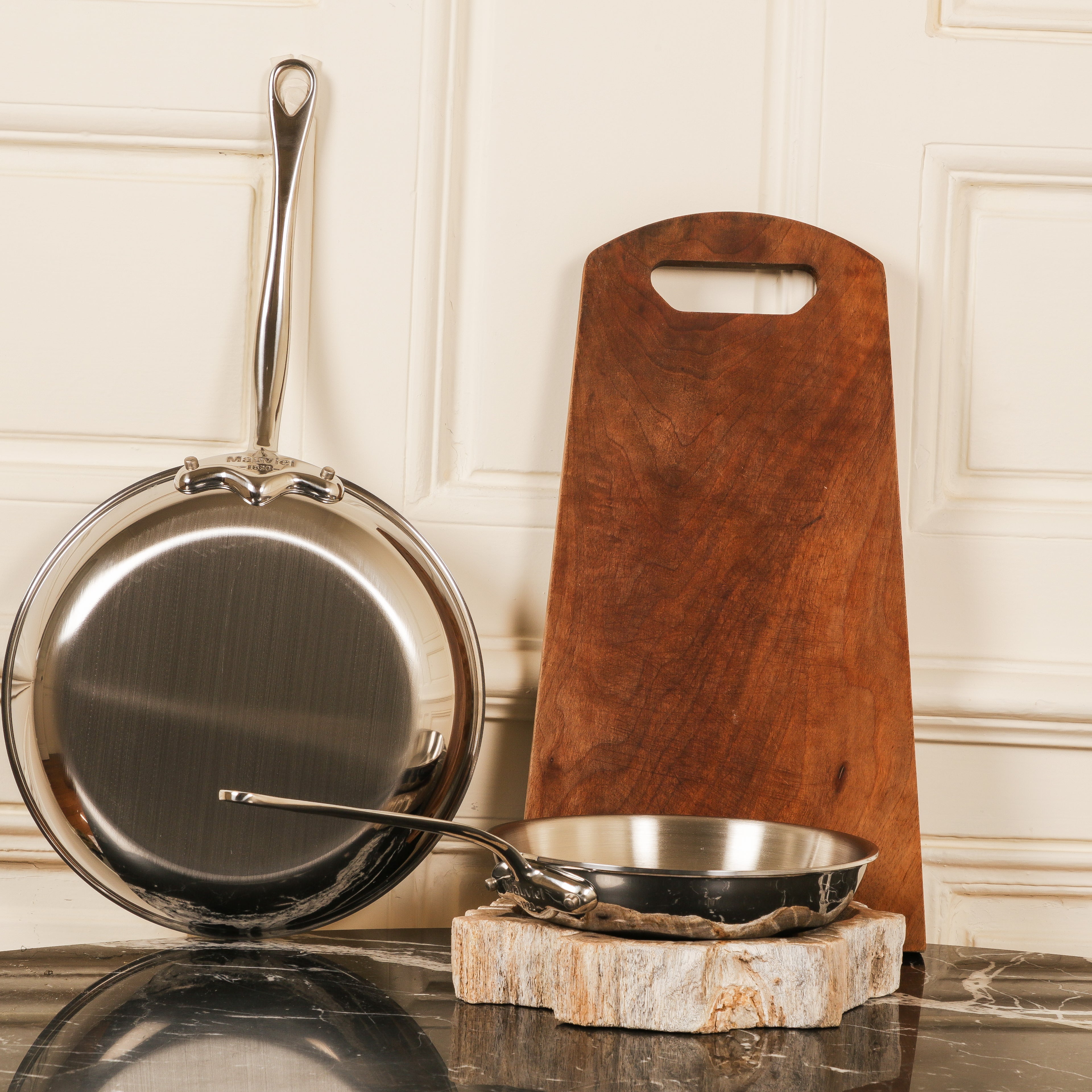 Mauviel M'COOK 5-Ply 2-Piece Frying Pan Set With Cast Stainless Steel Handles - Mauviel1830