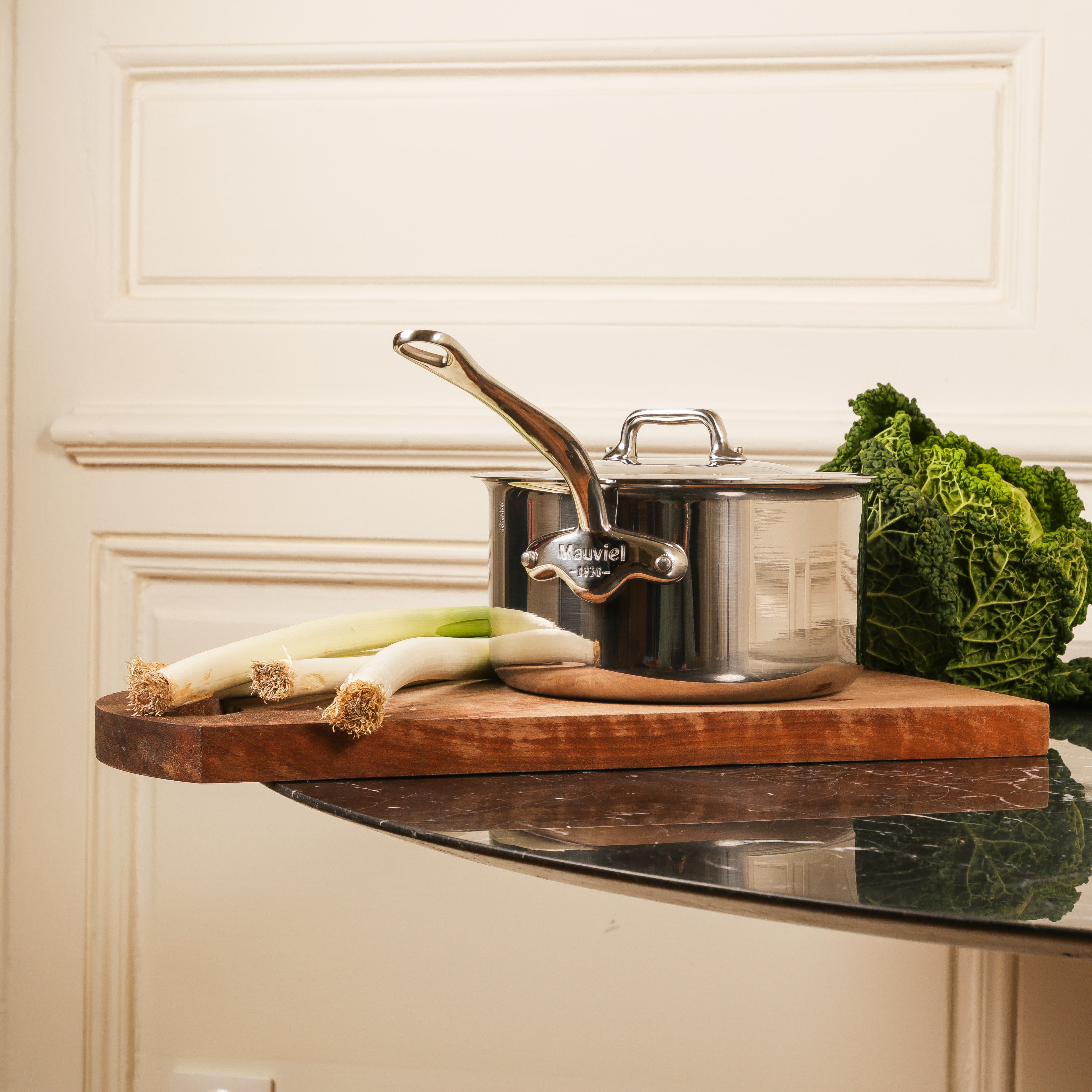 Mauviel M'COOK 5-Ply Sauce Pan With Lid, Cast Stainless Steel Handle, 6.9-Qt - Mauviel1830