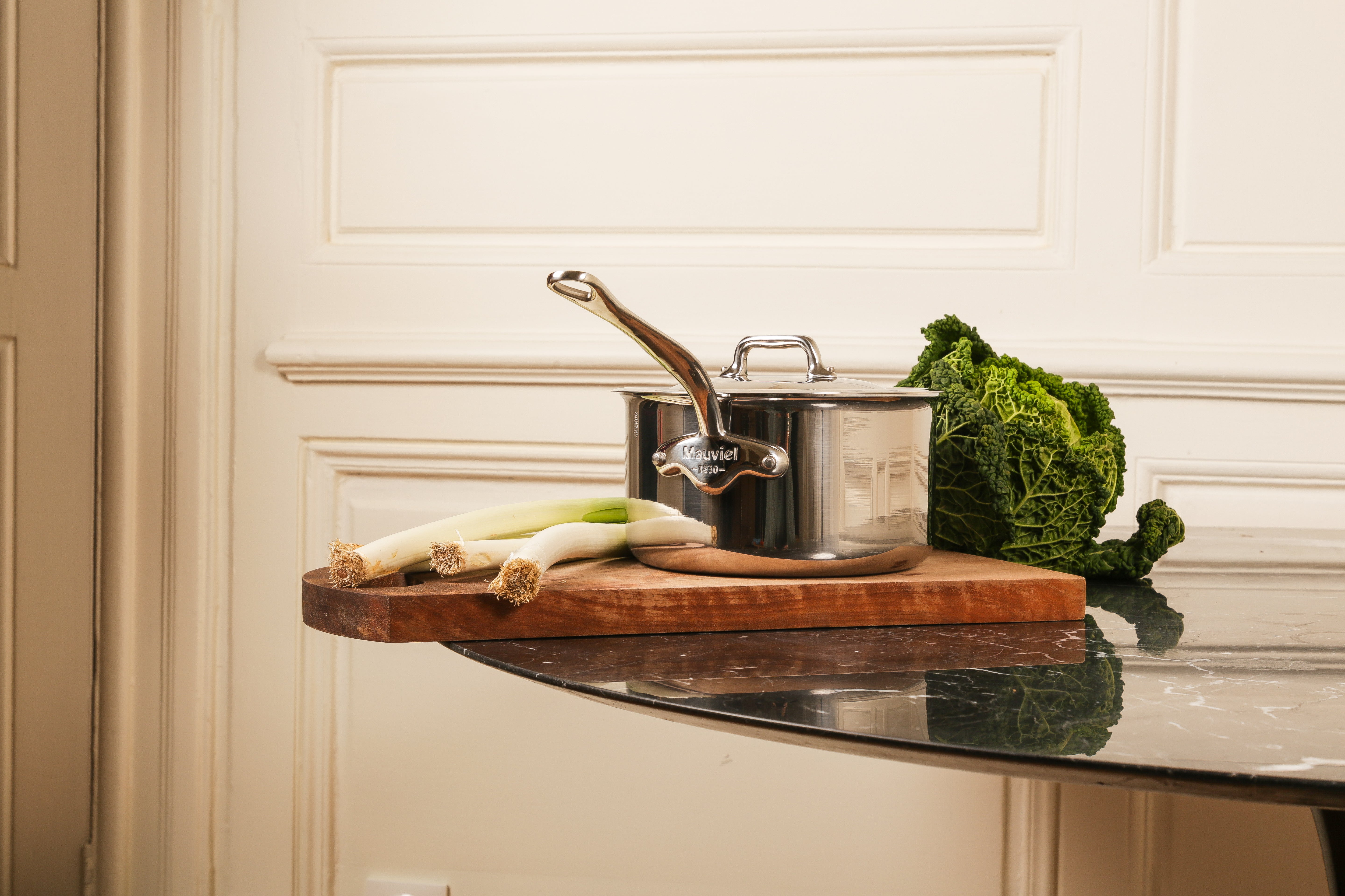 Mauviel M'COOK 5-Ply Sauce Pan With Lid, Cast Stainless Steel Handle, 6.9-Qt - Mauviel1830