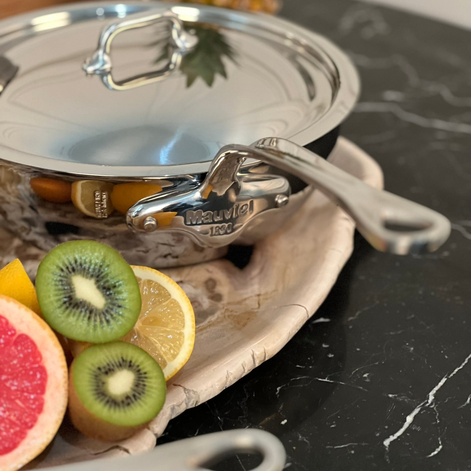 Mauviel M'COOK 5-Ply Chef Pan With Lid, Cast Stainless Steel Handle, 3.8-Qt - Mauviel1830