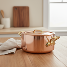 Mauviel M'Heritage M'200 B Copper Stewpan With Lid, Brass Handles, 6.1-Qt - Mauviel1830