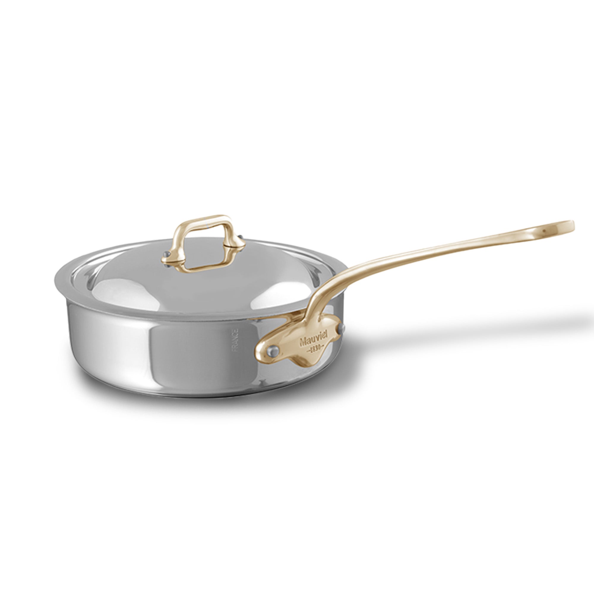 Mauviel M'COOK B 5-Ply Saute Pan With Lid, Brass Handle, 3.2-Qt - Mauviel1830