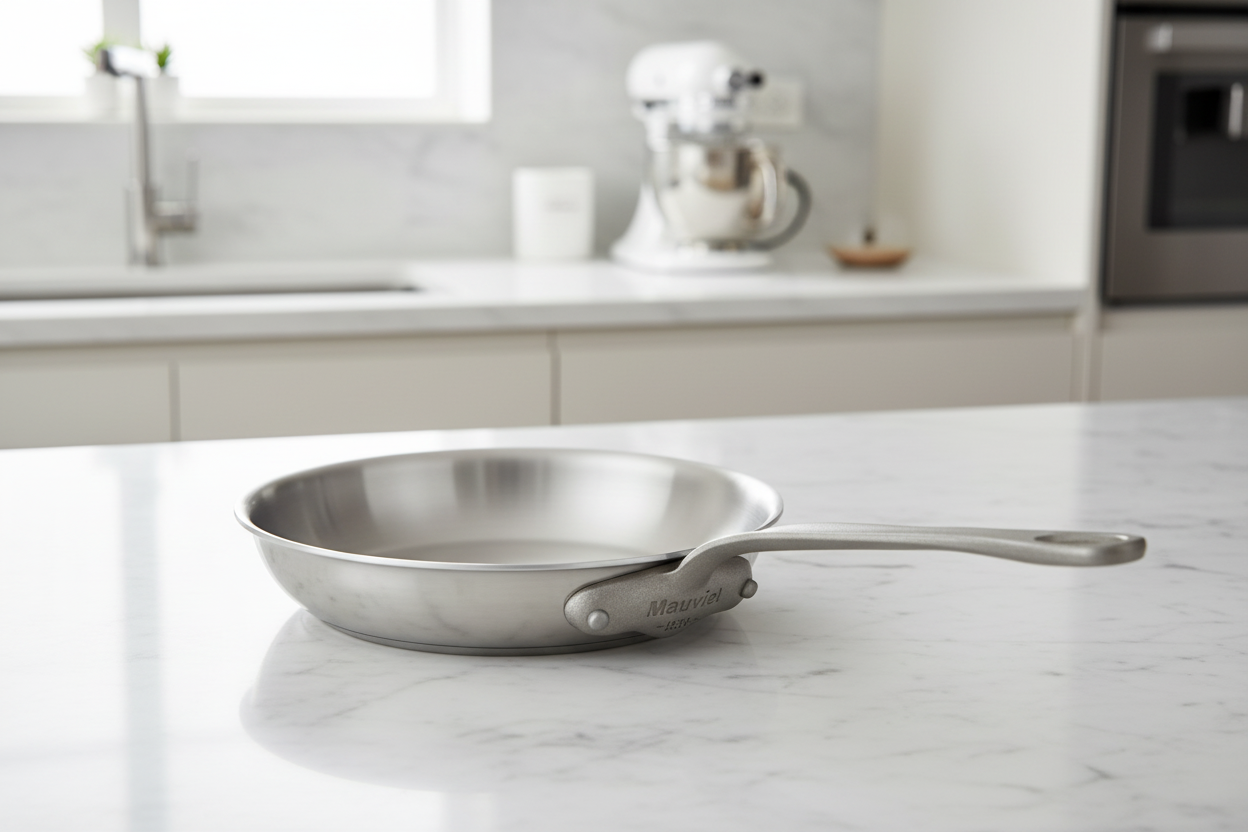 Mauviel M'Cook SB 5-Ply Frying Pan With Brushed Cast Stainless Steel Handle, 10.2-In - Mauviel1830