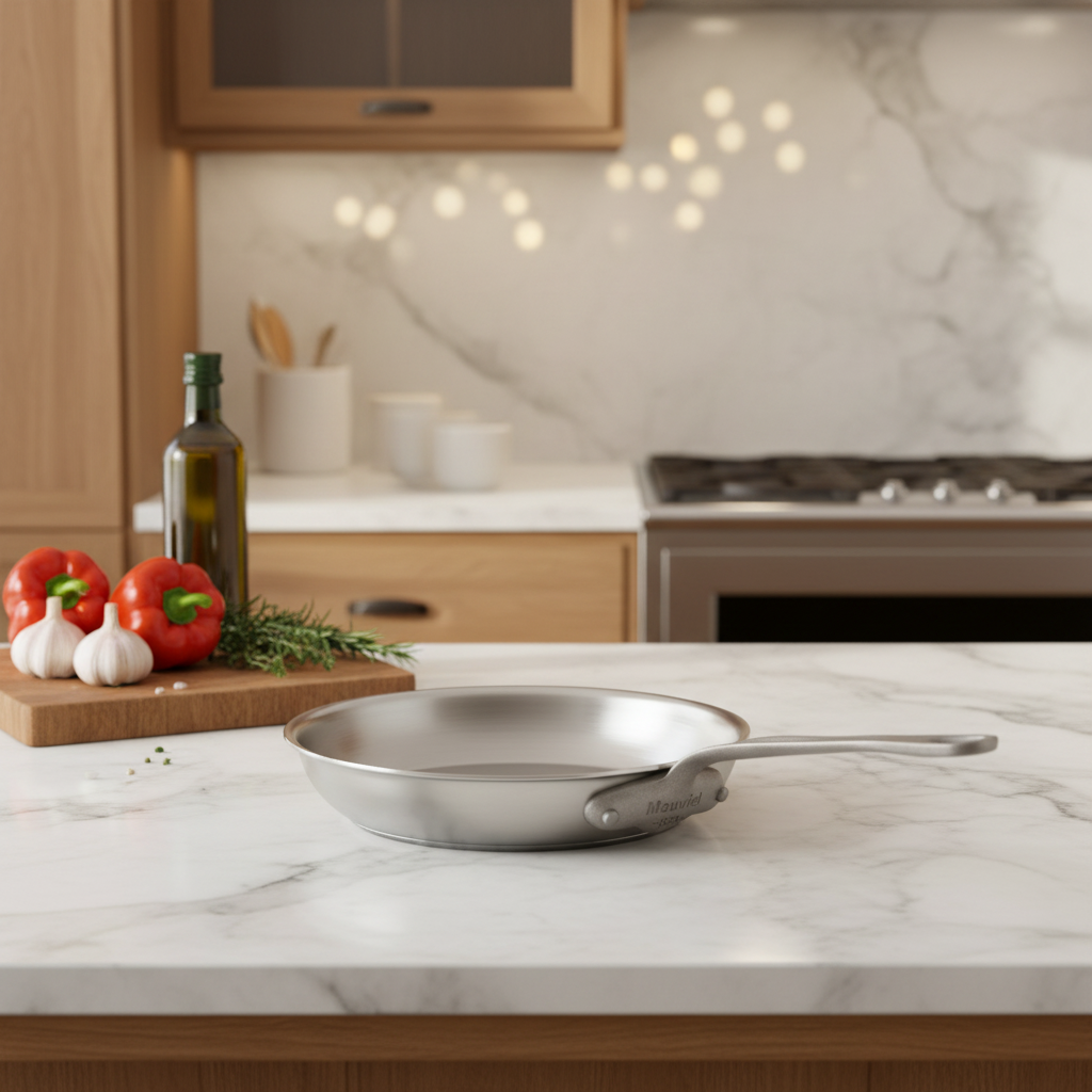 Mauviel M'Cook SB 5-Ply Frying Pan With Brushed Cast Stainless Steel Handle, 10.2-In - Mauviel1830