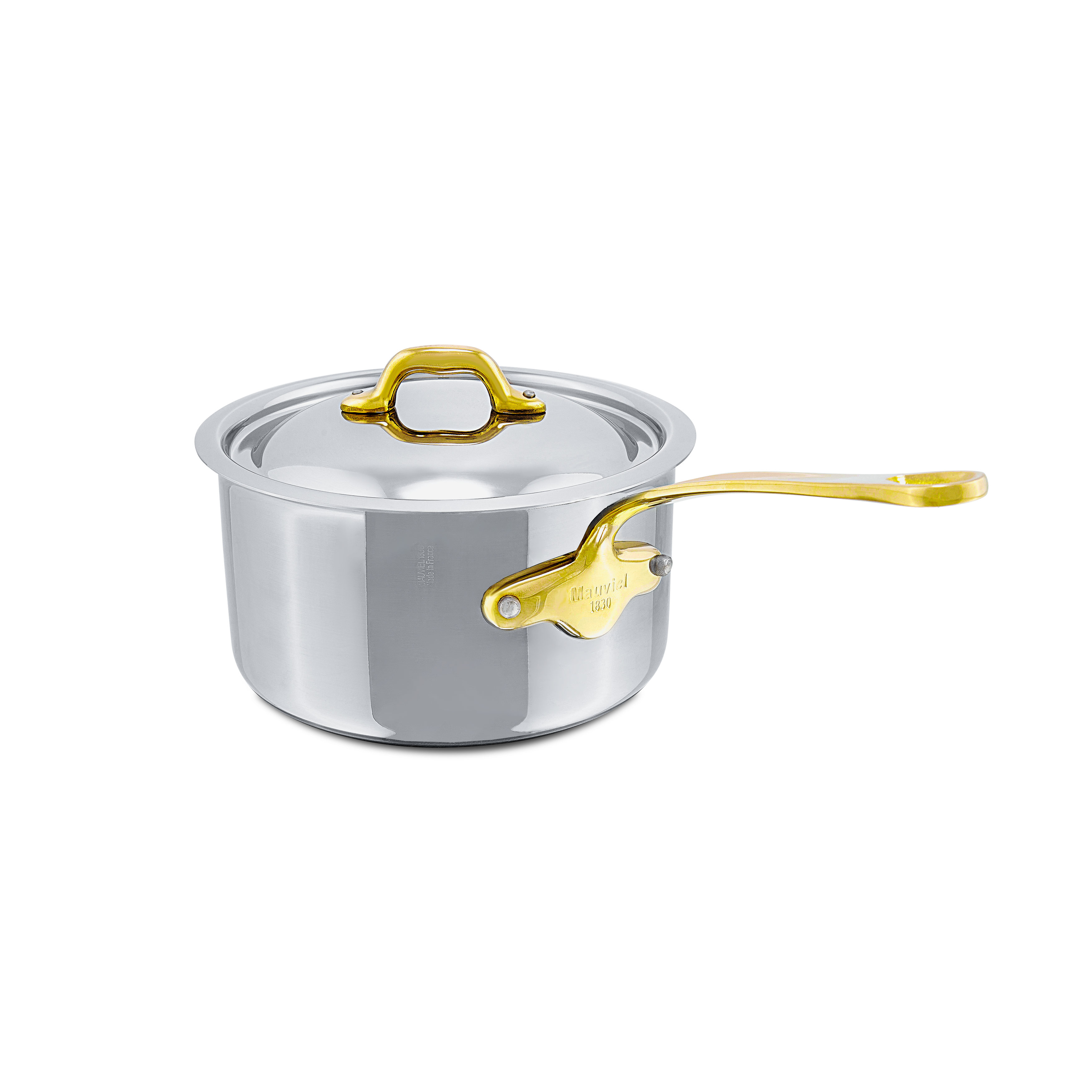 Mauviel M'COOK B Sauce Pan With Lid, Brass Handles, 0.8-Qt - Mauviel1830
