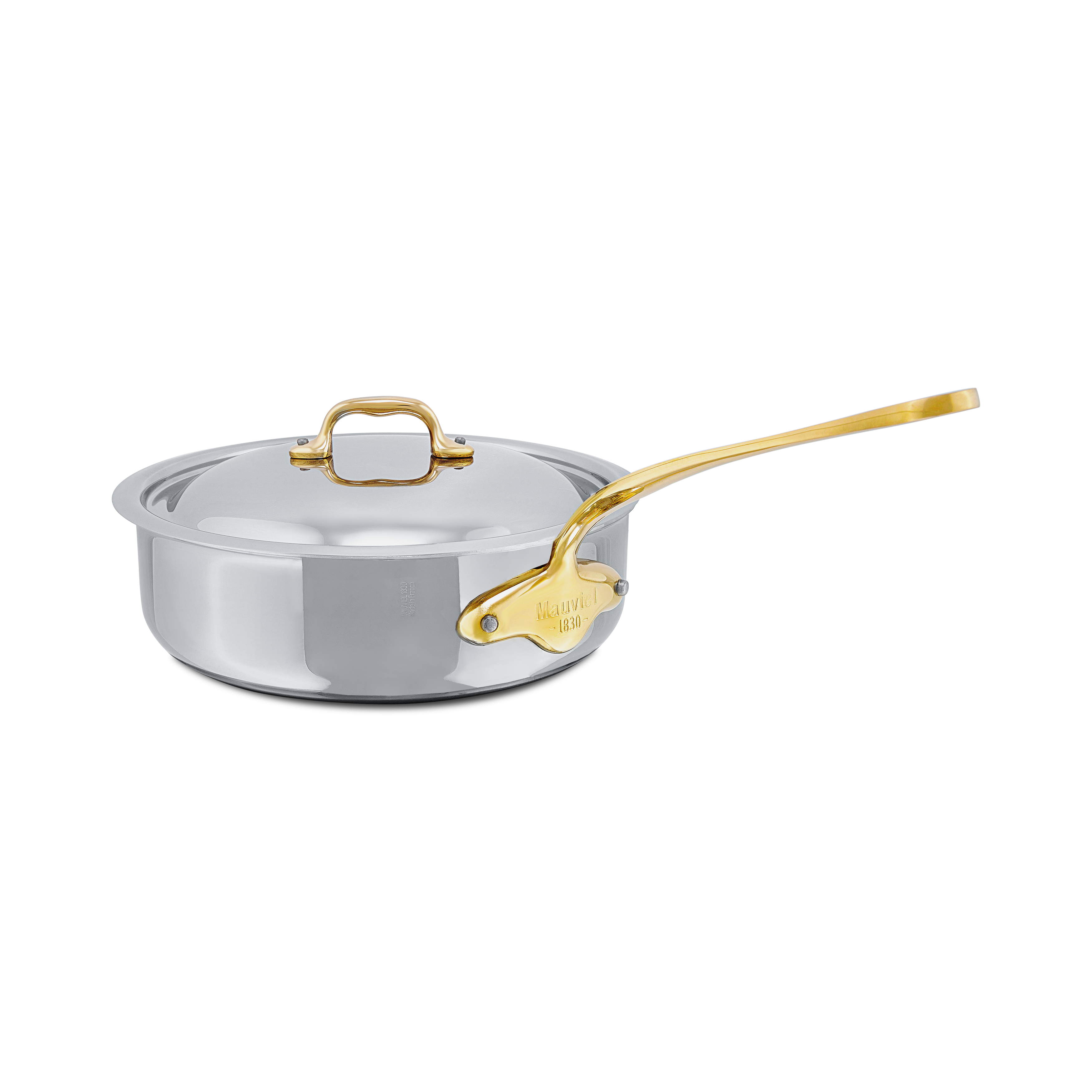Mauviel M'COOK B 5-Ply Saute Pan With Lid, Brass Handle, 1.8-Qt - Mauviel1830
