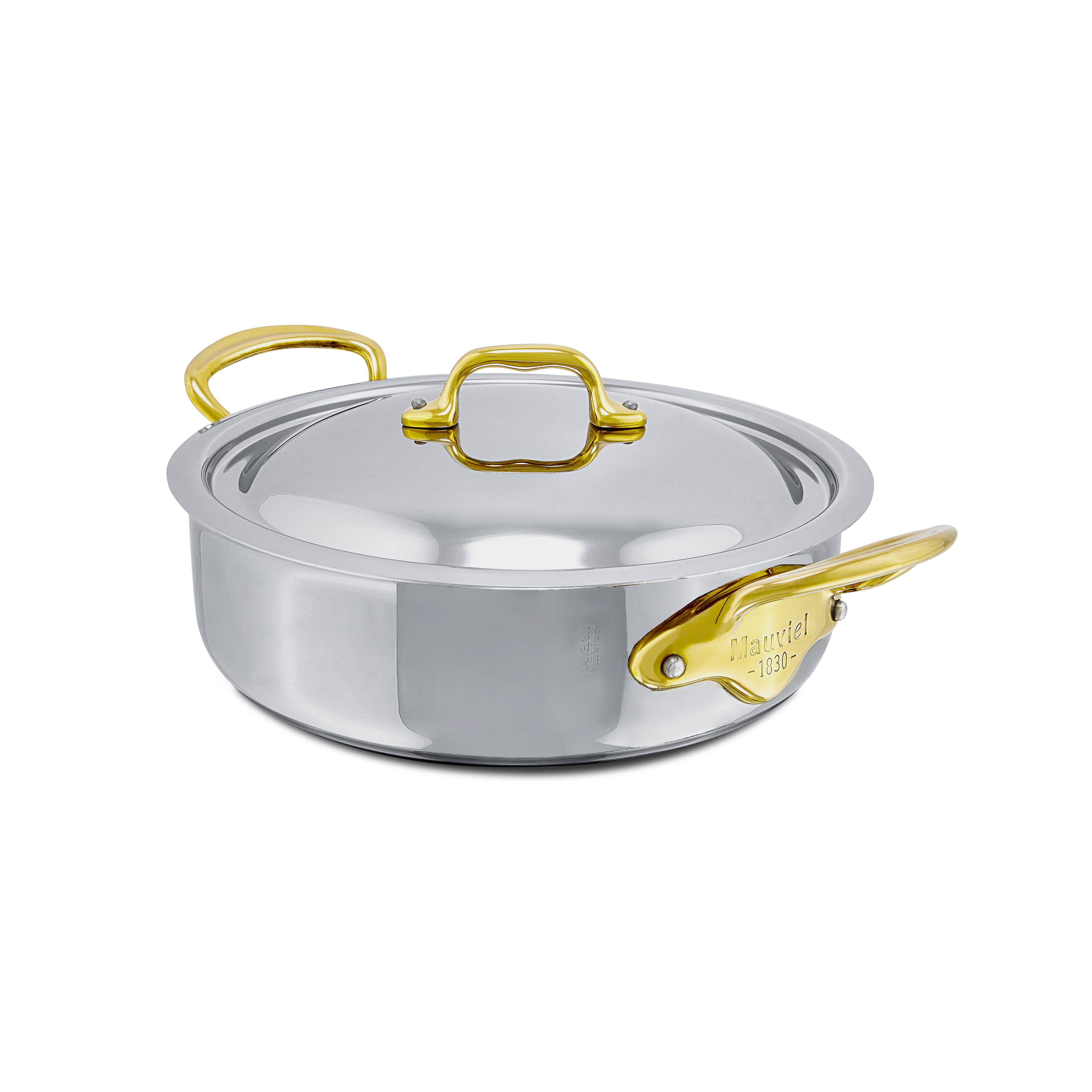 Mauviel M'COOK B 5-Ply Rondeau With Curved Lid, Brass Handles, 6-Qt - Mauviel1830