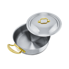 Mauviel M'COOK B 5-Ply Rondeau With Curved Lid, Brass Handles, 6-Qt - Mauviel1830