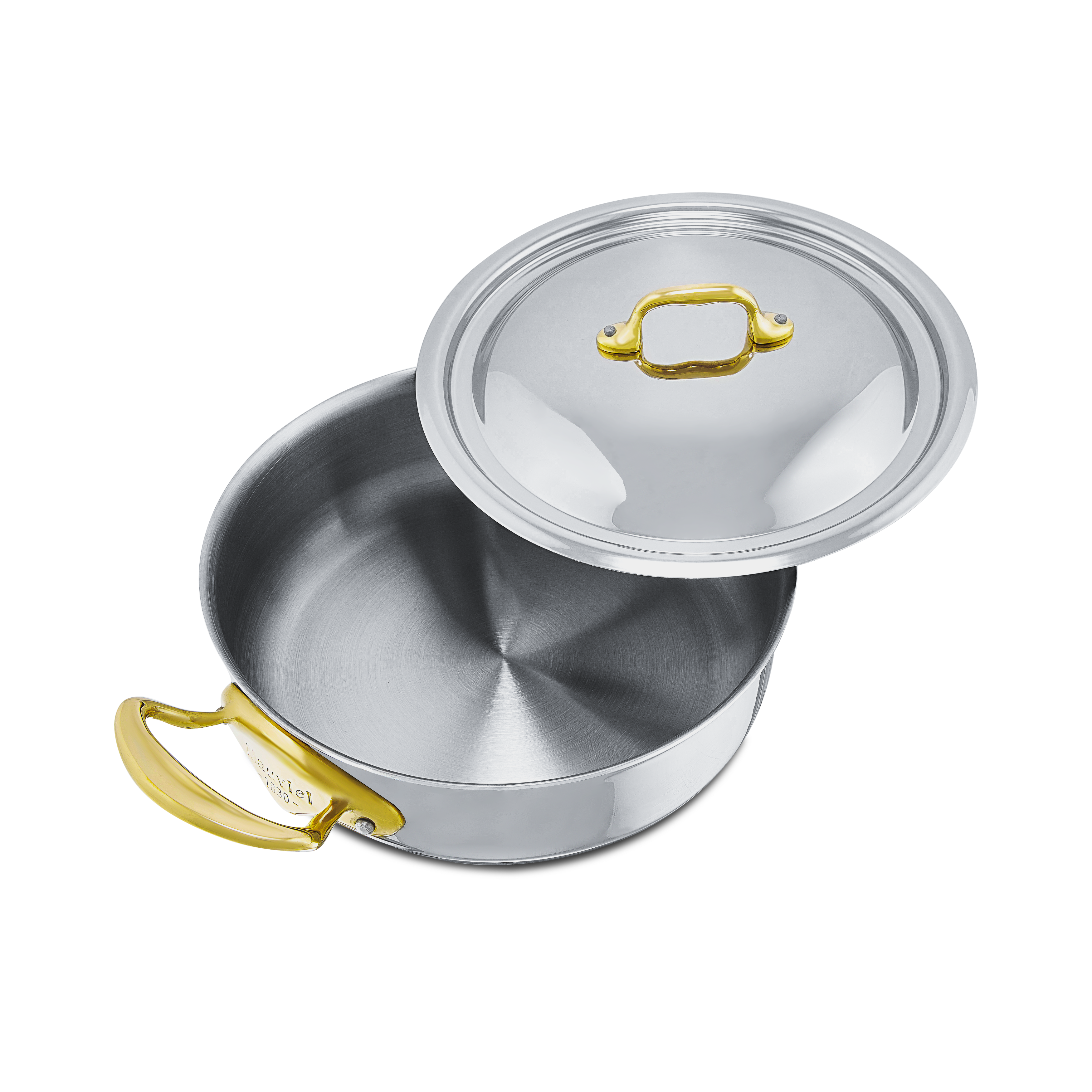 Mauviel M'COOK B 5-Ply Rondeau With Curved Lid, Brass Handles, 6-Qt - Mauviel1830