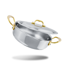 Mauviel M'COOK B 5-Ply Rondeau With Curved Lid, Brass Handles, 6-Qt - Mauviel1830