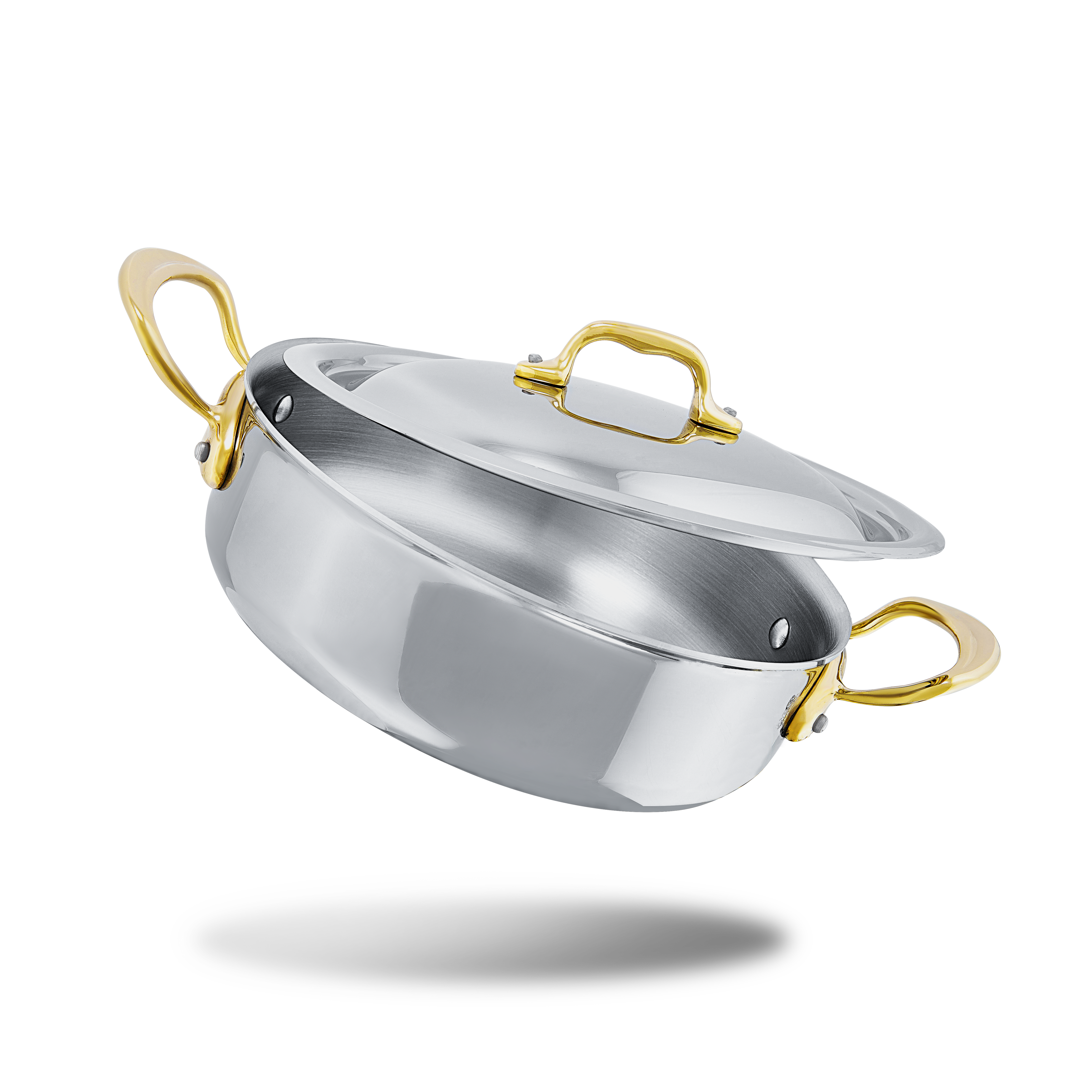 Mauviel M'COOK B 5-Ply Rondeau With Curved Lid, Brass Handles - Mauviel1830
