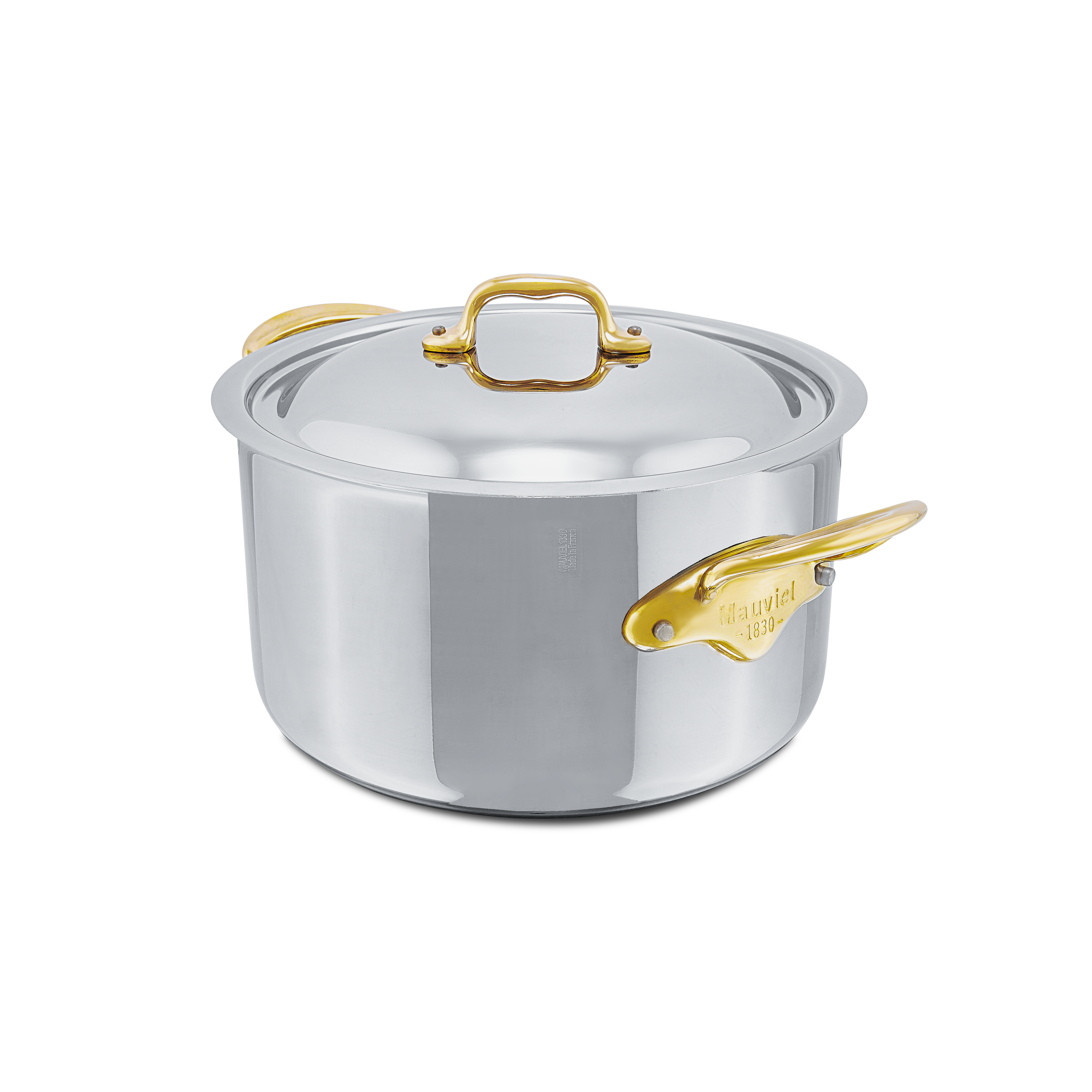Mauviel M'COOK B 5-Ply Stewpan With Lid, Brass Handles - Mauviel1830