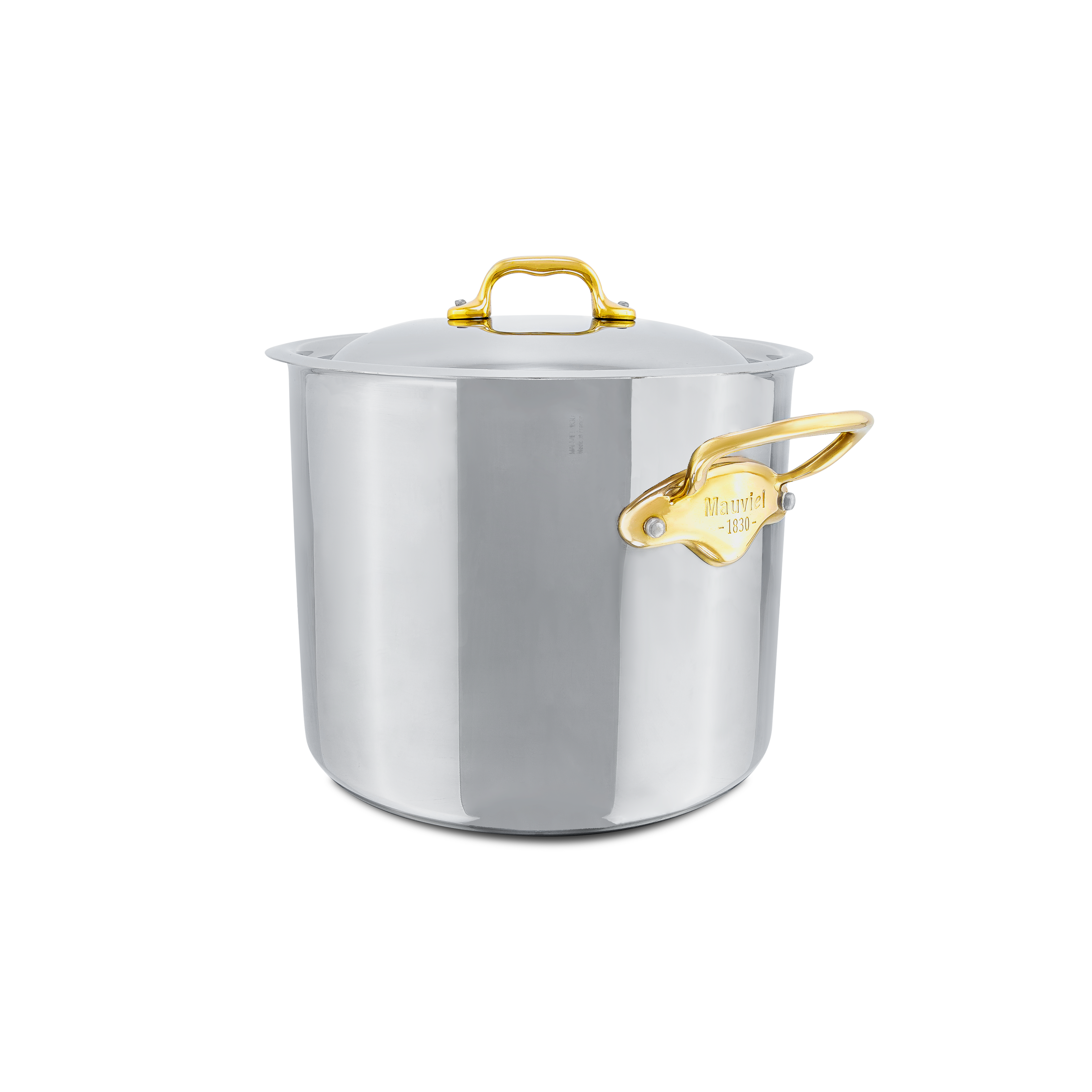 Mauviel M'COOK B 5-Ply Stockpot With Lid, Brass Handles, 9.7-Qt - Mauviel1830