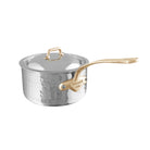Mauviel M'ELITE B Hammered 5-Ply Sauce Pan With Curved Lid, Brass Handle, 1.8-Qt - Mauviel1830