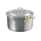 Mauviel M'ELITE B Hammered 5-Ply Stewpan With Lid, Brass Handles, 6.2-Qt - Mauviel1830