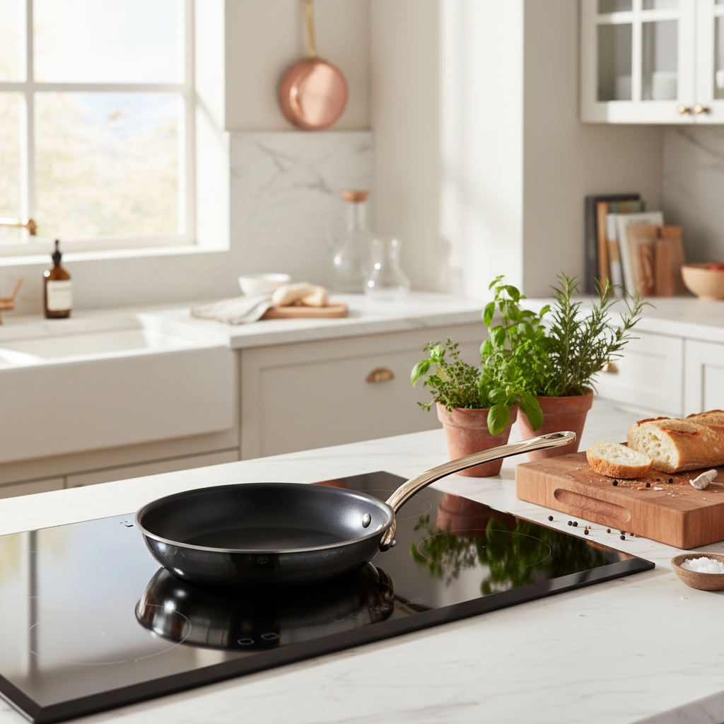 Mauviel M'ELITE B Hammered 5-Ply Nonstick Frying Pan With Brass Handle - Mauviel1830