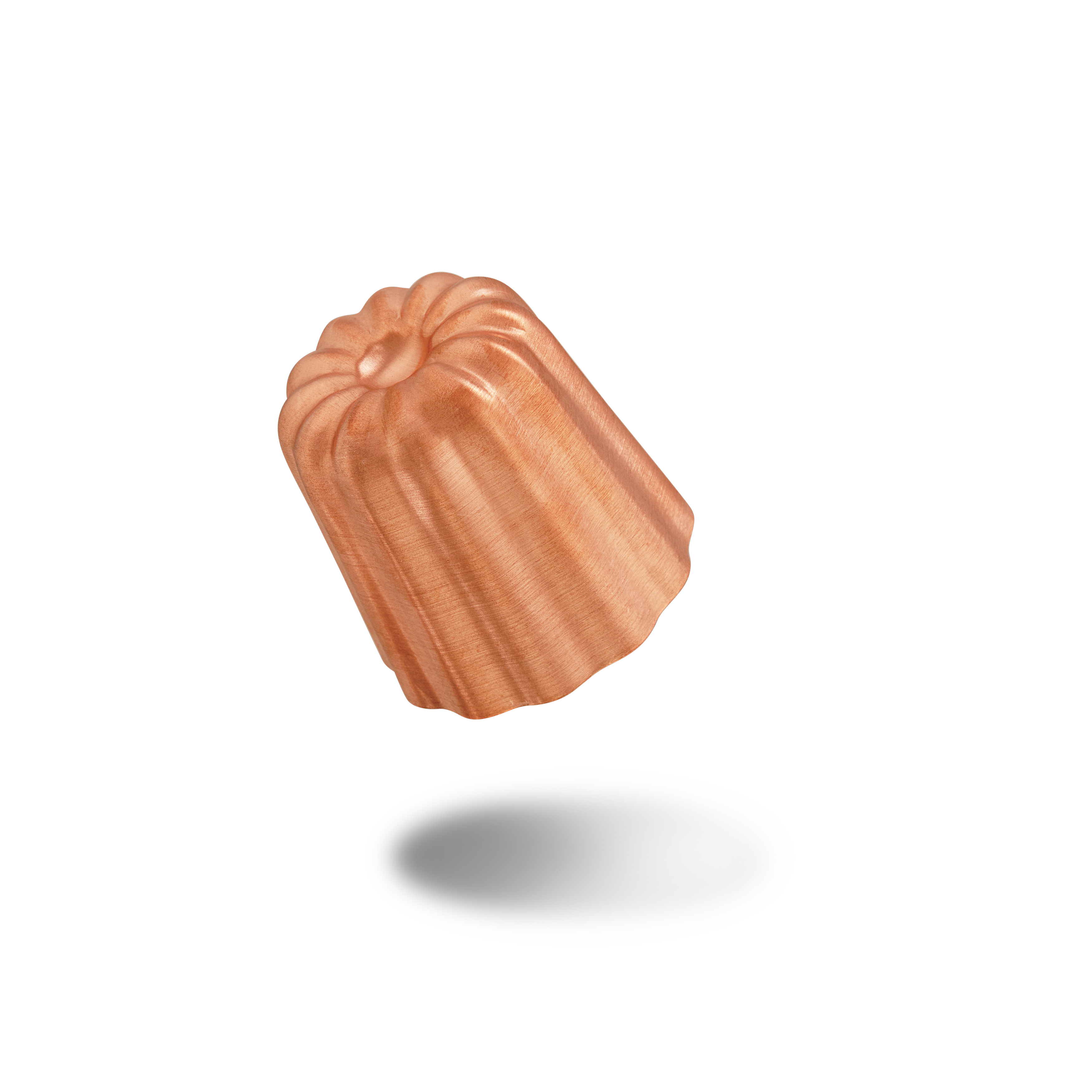 Mauviel M'PASSION copper canele mold set with four tinned copper molds for baking caneles.