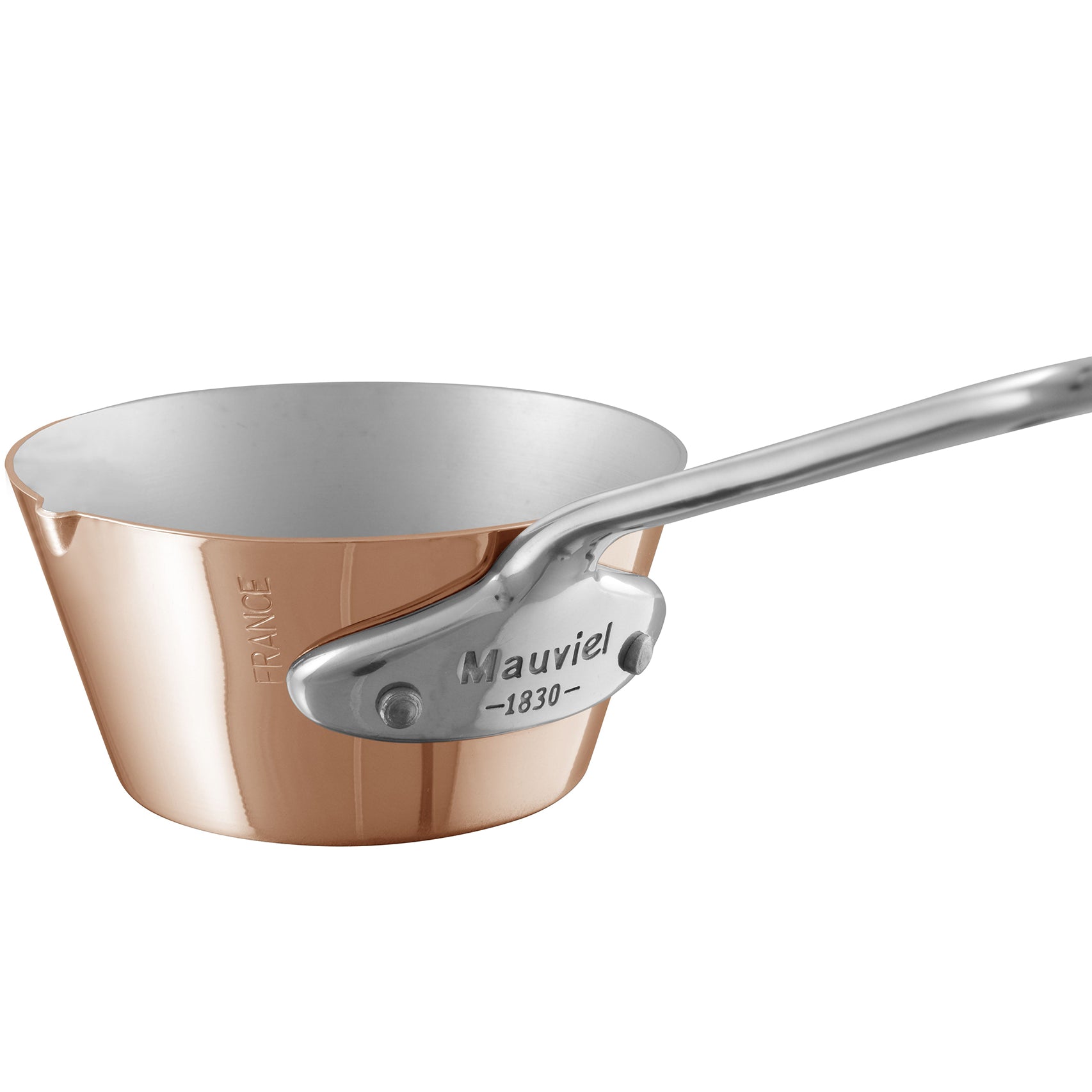 Mauviel M'MINIS Splayed Sauté Pan With Cast Stainless Steel Handle & Pouring Edge, 3.5-in - Mauviel USA