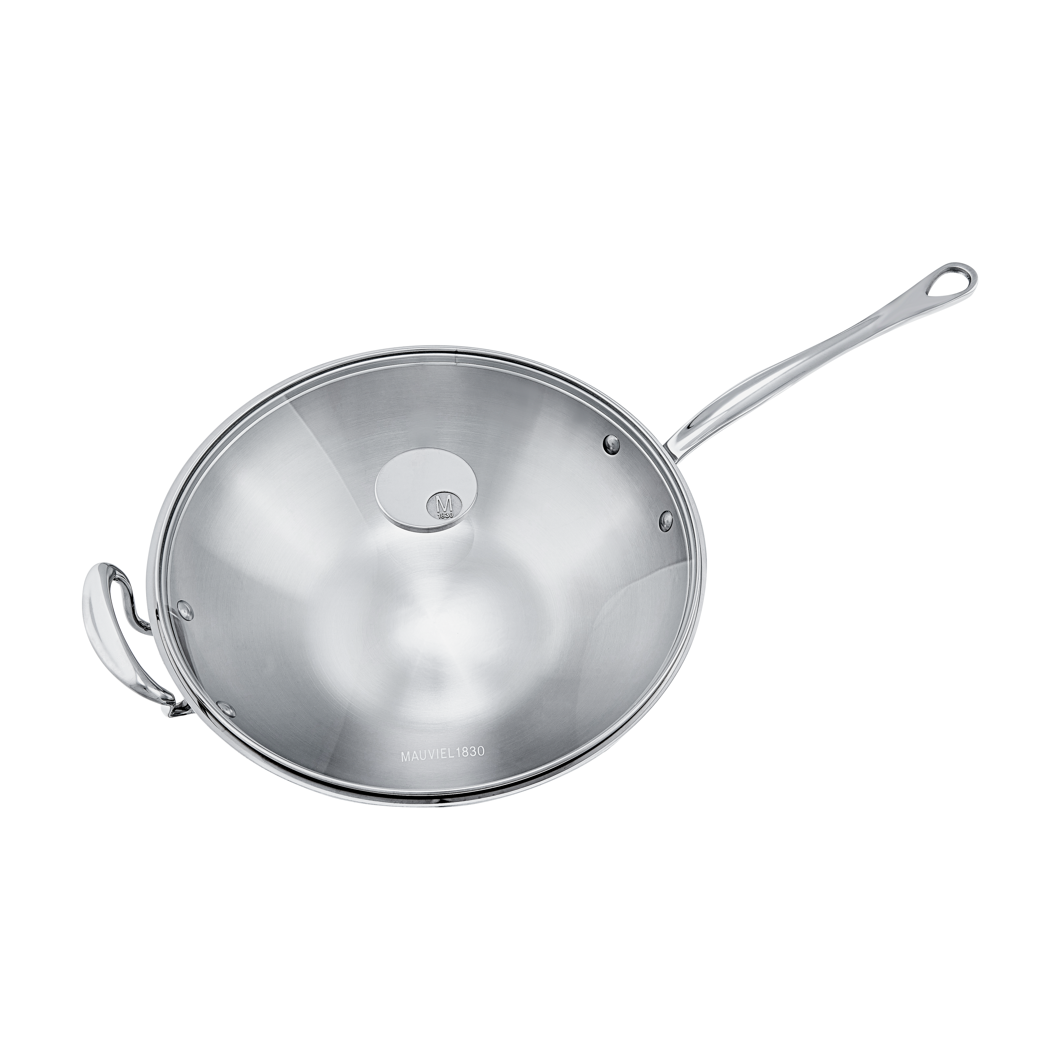 Mauviel M'COOK 5-Ply Wok With Rack, Cast Stainless Steel Long Handle, 5-Qt - Mauviel1830