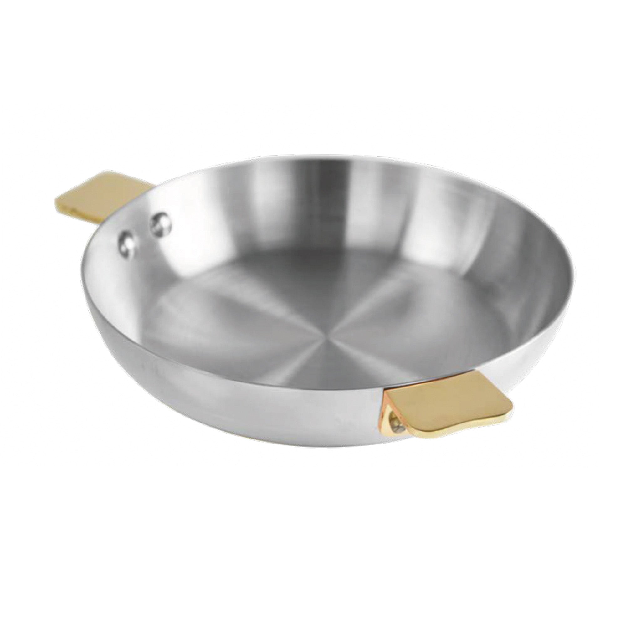 Mauviel Art Déco Stainless Round Pan With Brass Handles, 6.3-In - Mauviel1830