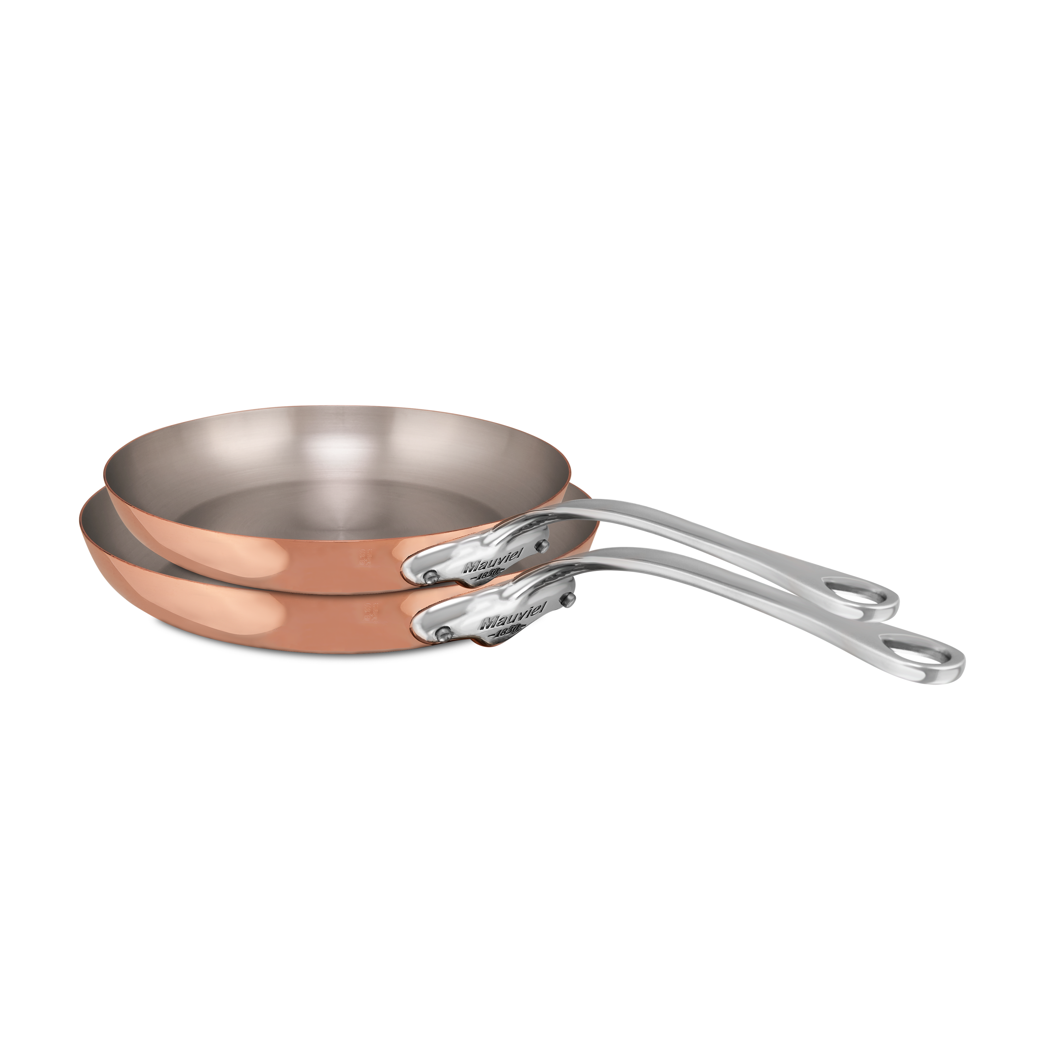 Mauviel M'Heritage M'150 S 2-Piece Copper Frying Pan Set With Cast Stainless Steel Handles - Mauviel1830