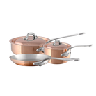 Mauviel M'Heritage M'150 S Copper 5-Piece Copper Cookware Set With Cast Stainless Steel Handles And Curved Lid - Mauviel1830