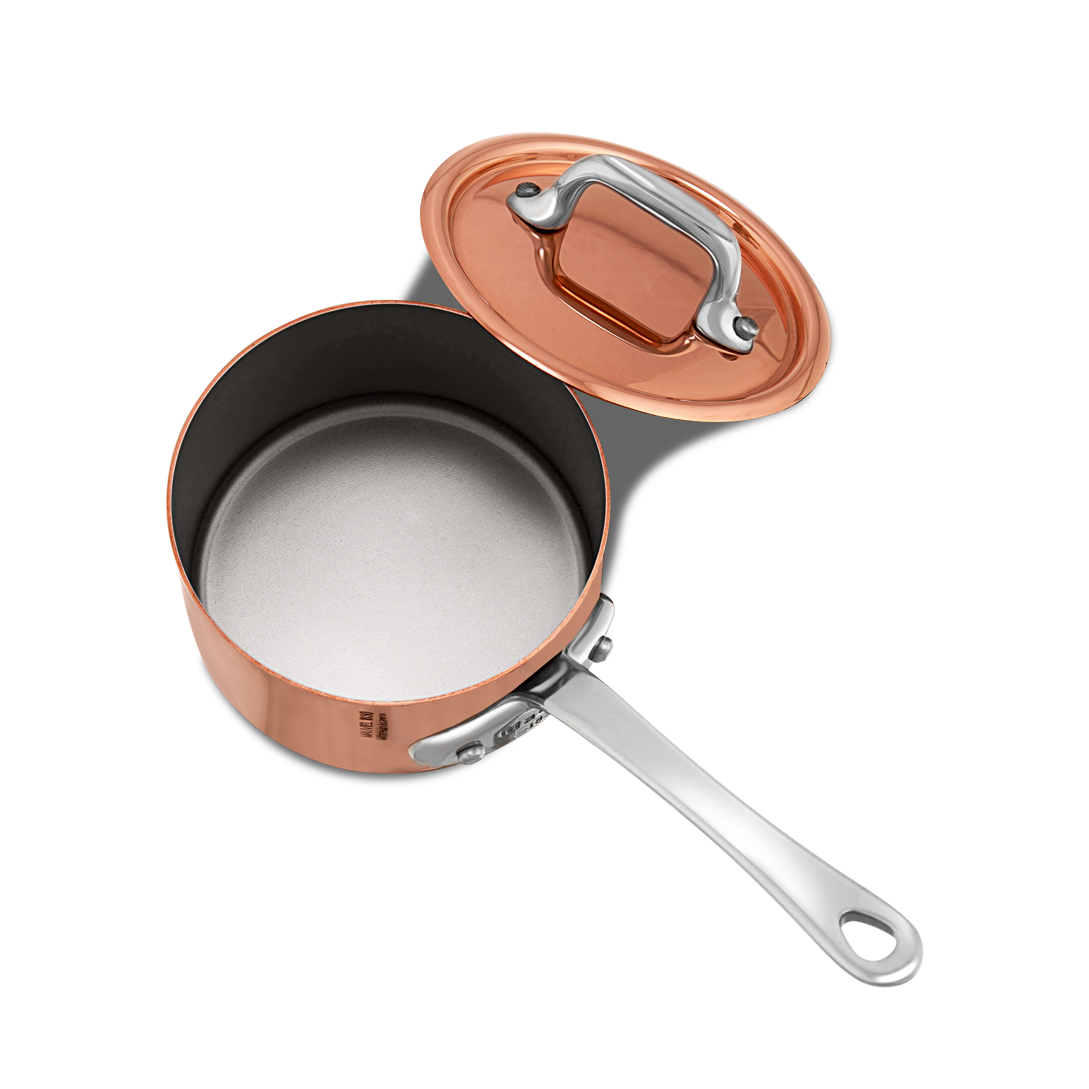 Mauviel M'MINIS Copper Sauce Pan With Lid, Stainless Steel Handles, 0.32-Quart - Mauviel1830