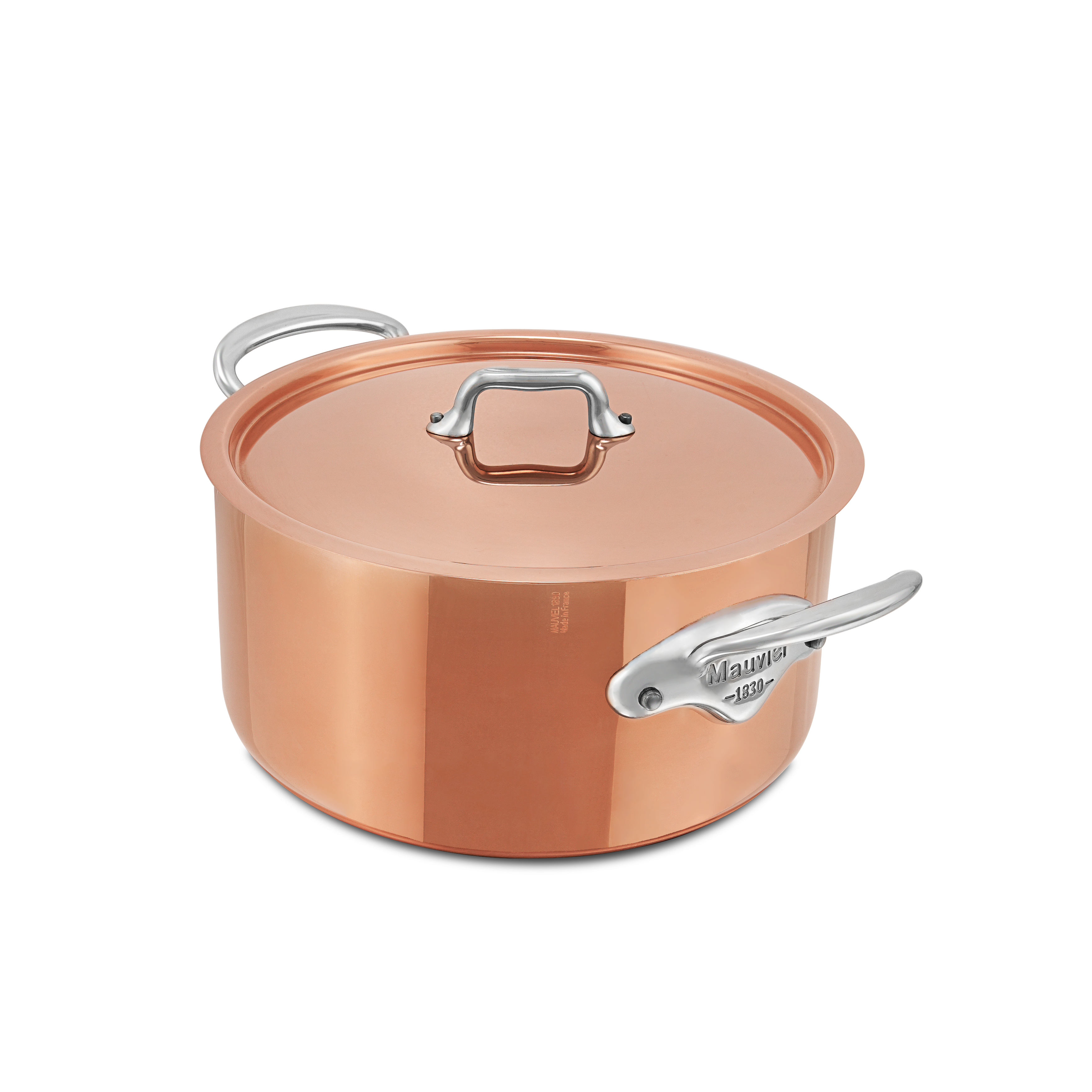 Mauviel M'Heritage M'150 S Stewpan With Lid, Cast Stainless Steel Handles, 5.7-Qt - Mauviel1830