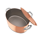 Mauviel M'Heritage M'150 S Copper Oval Stewpan With Lid, Cast Stainless Steel Handles, 7.2-Qt - Mauviel1830