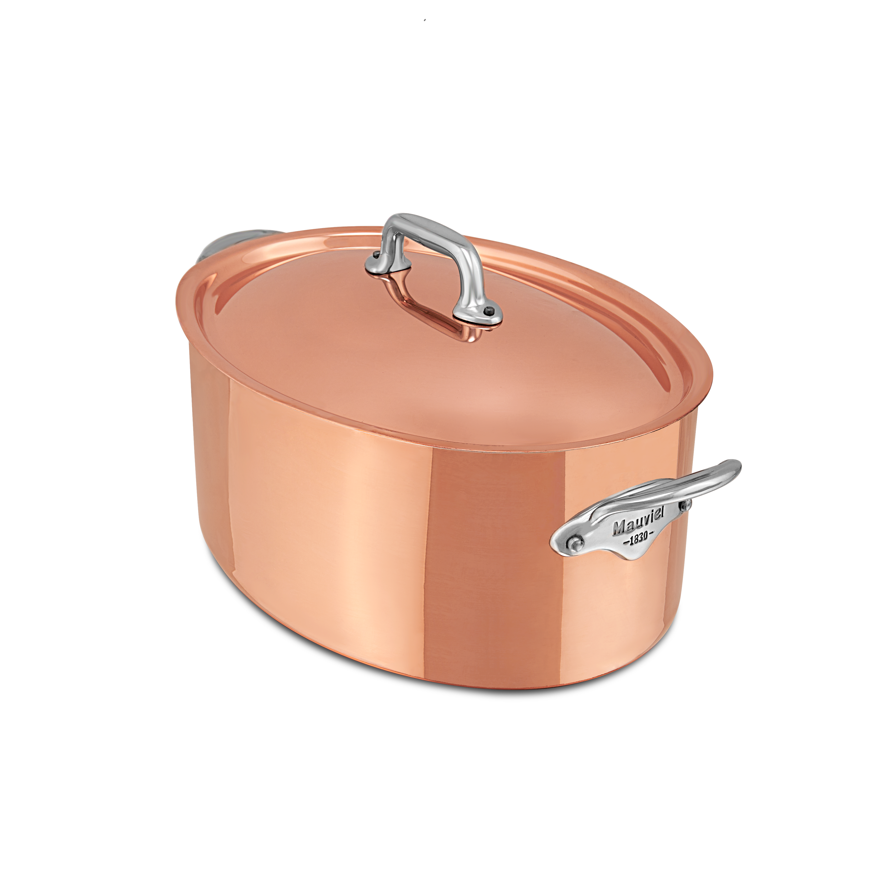 Mauviel M'Heritage M'150 S Copper Oval Stewpan With Lid, Cast Stainless Steel Handles, 7.2-Qt - Mauviel1830