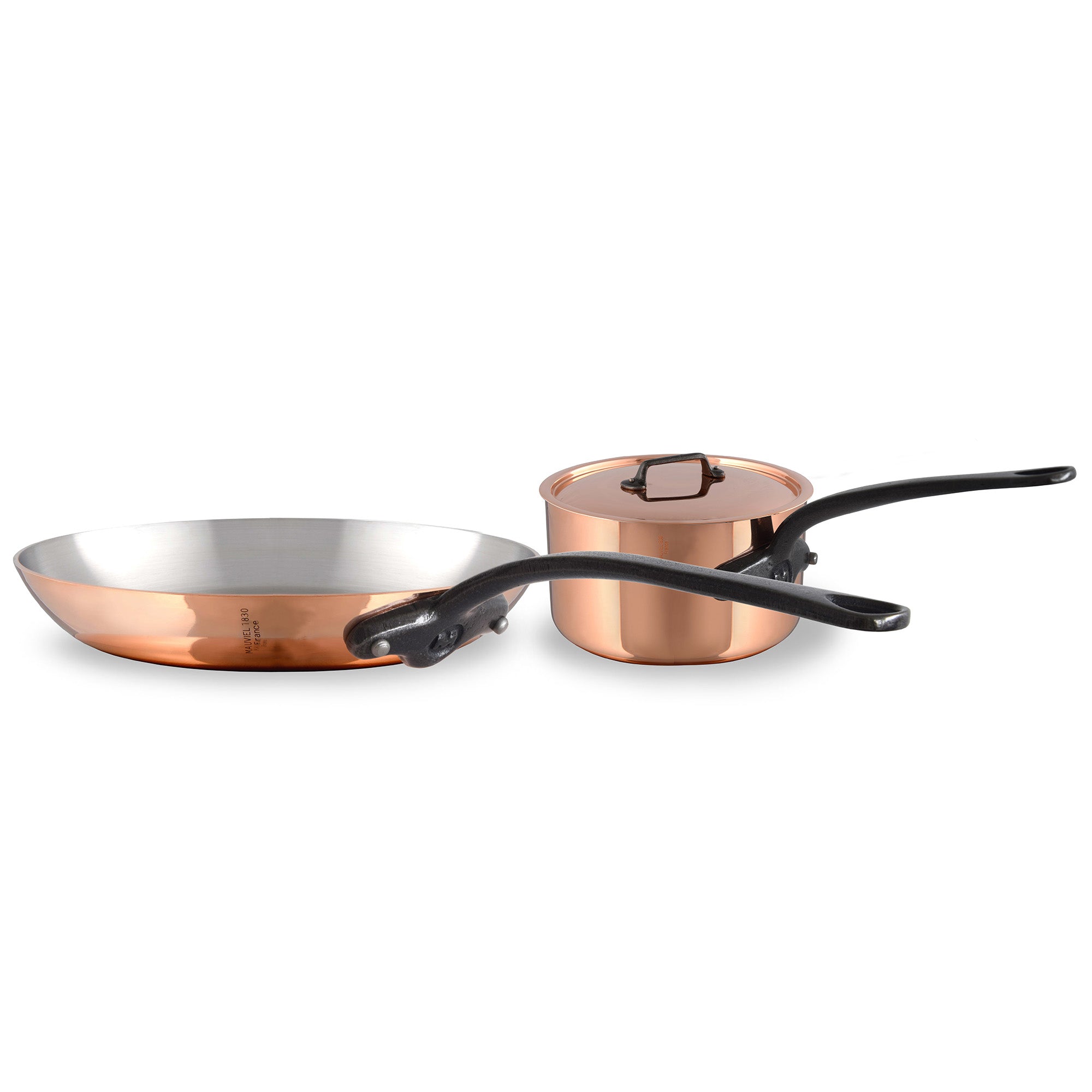 Mauviel M'Heritage M'150 CI Copper DeLuxe 3-Piece Cookware Set With Cast Iron Handles - Mauviel1830