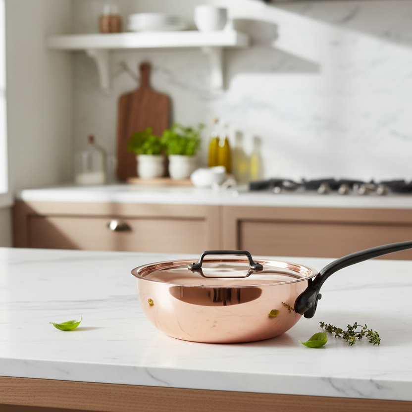 Mauviel M'Heritage M'150 CI Chef Pan With Lid, Cast Iron Handle, 3.6-Qt - Mauviel1830