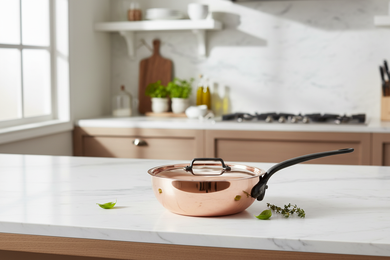 Mauviel M'Heritage M'150 CI Chef Pan With Lid, Cast Iron Handle, 3.6-Qt - Mauviel1830