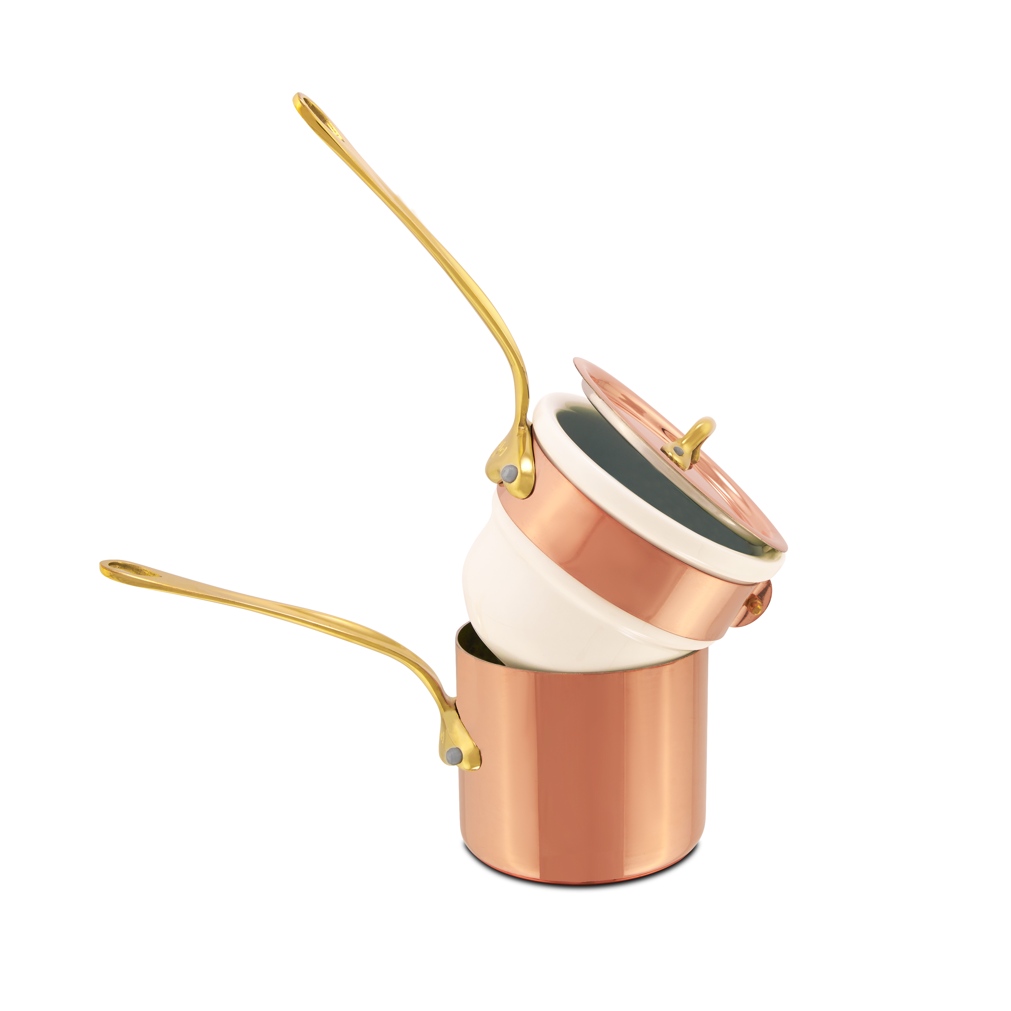 Mauviel Copper Tinned Bain Marie/Double Boilers With Lid, Brass Handles, 0.9-Qt - Mauviel1830