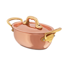 Mauviel M'MINIS Copper Oval Stew Pan With Lid, Brass Handles, 0.42-Quart - Mauviel1830