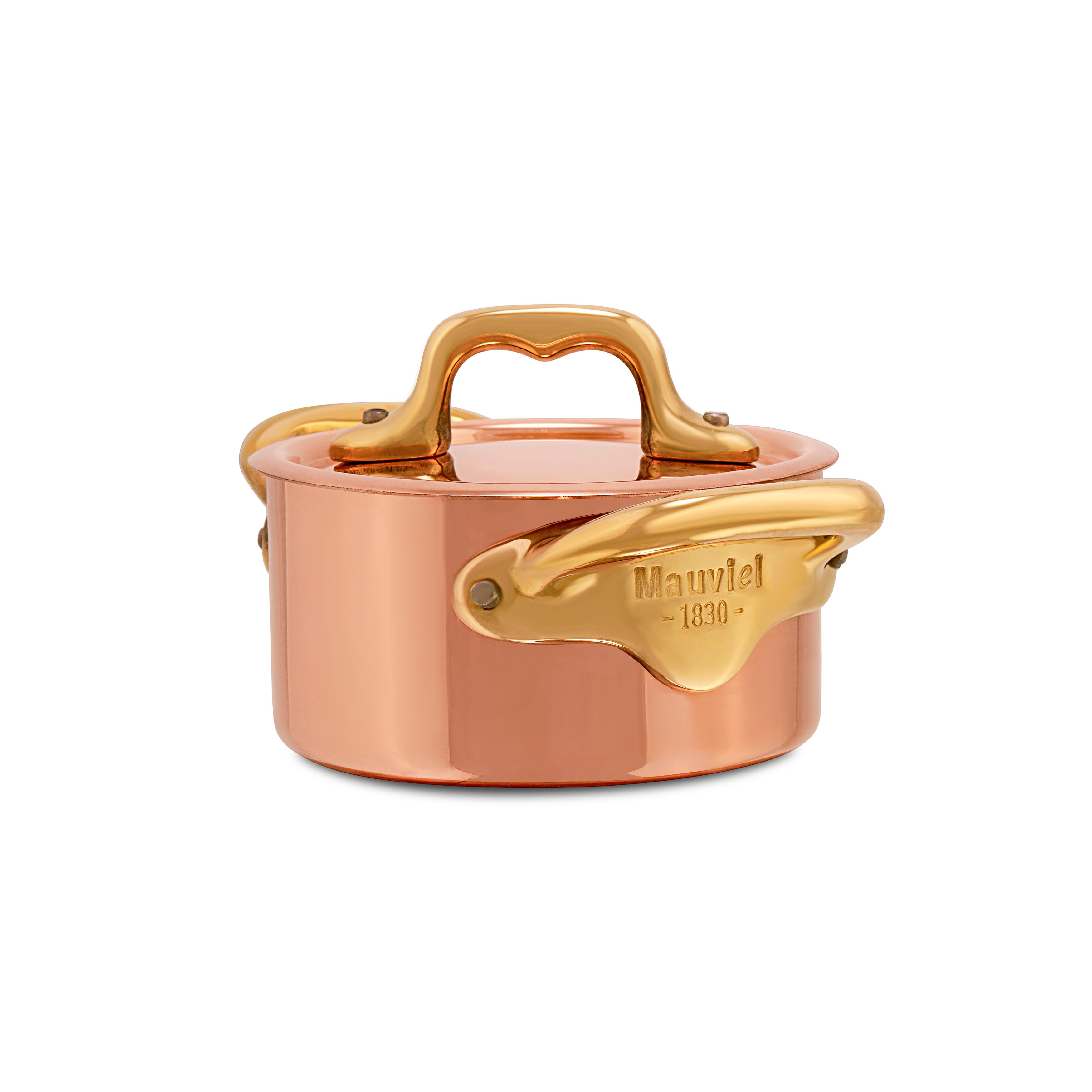Mauviel M'MINIS Copper Stew Pan With Lid, Brass Handles, 0.34-Quart - Mauviel1830