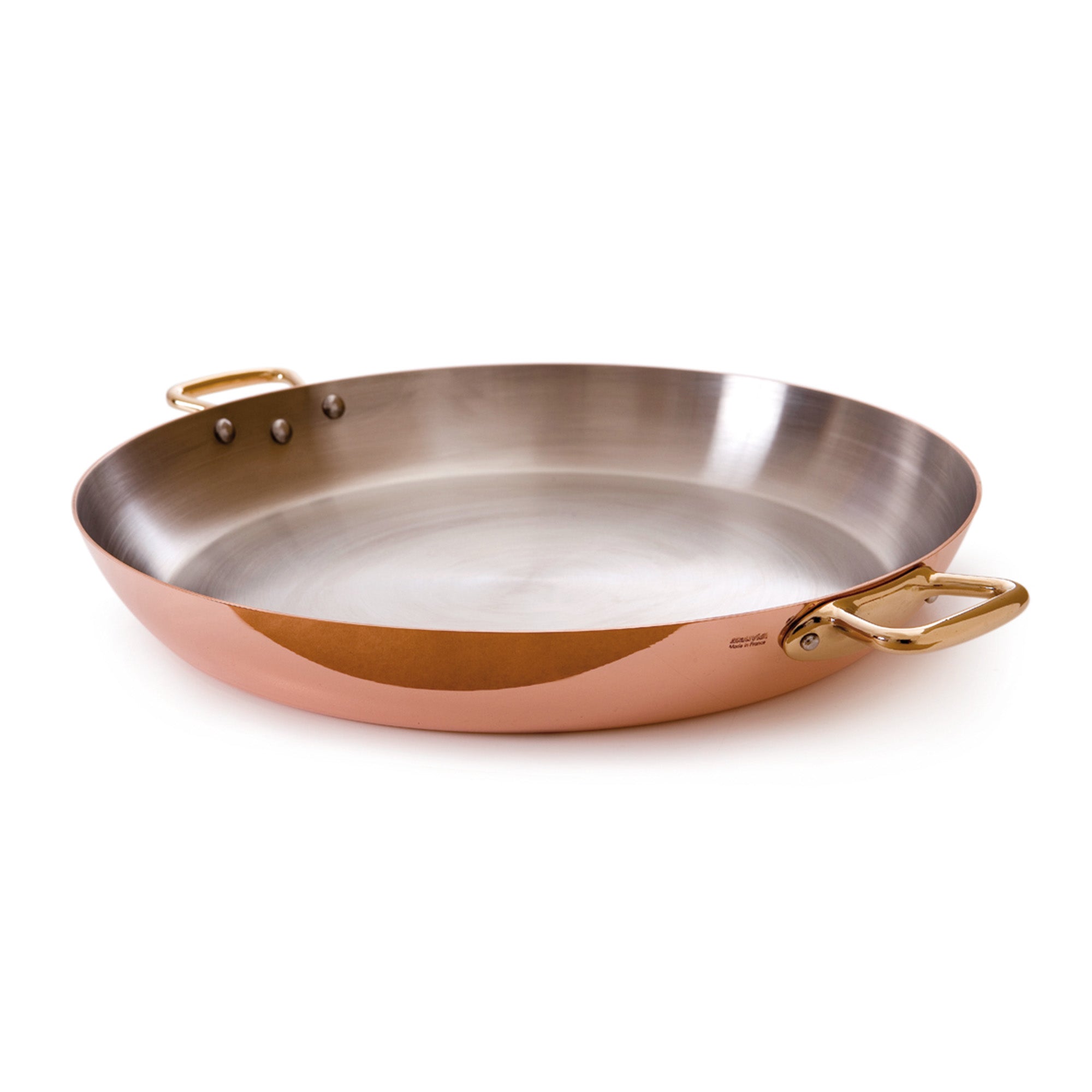 Mauviel M'Heritage M'150 B Copper Paella Pan With Brass Handles, 15.7-In - Mauviel1830