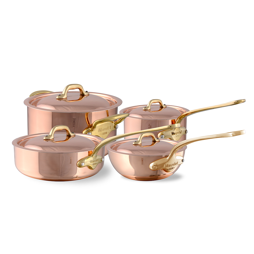 Mauviel M'Heritage M'150 B 8-Piece Copper Cookware Set With Brass Handles - Mauviel1830