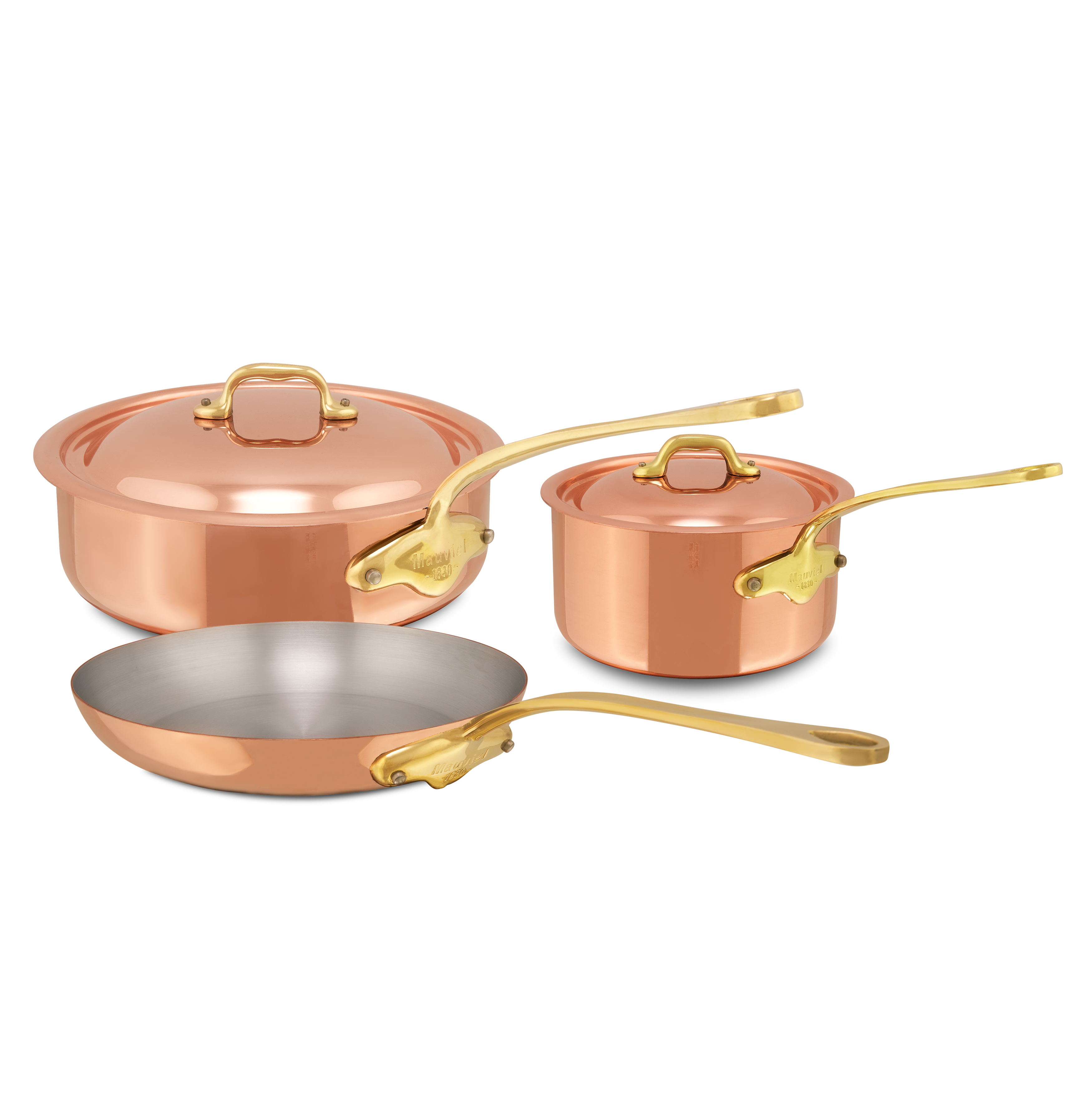 Mauviel M'Heritage M'150 B 5-Piece Copper Cookware Set With Brass Handles - Mauviel1830