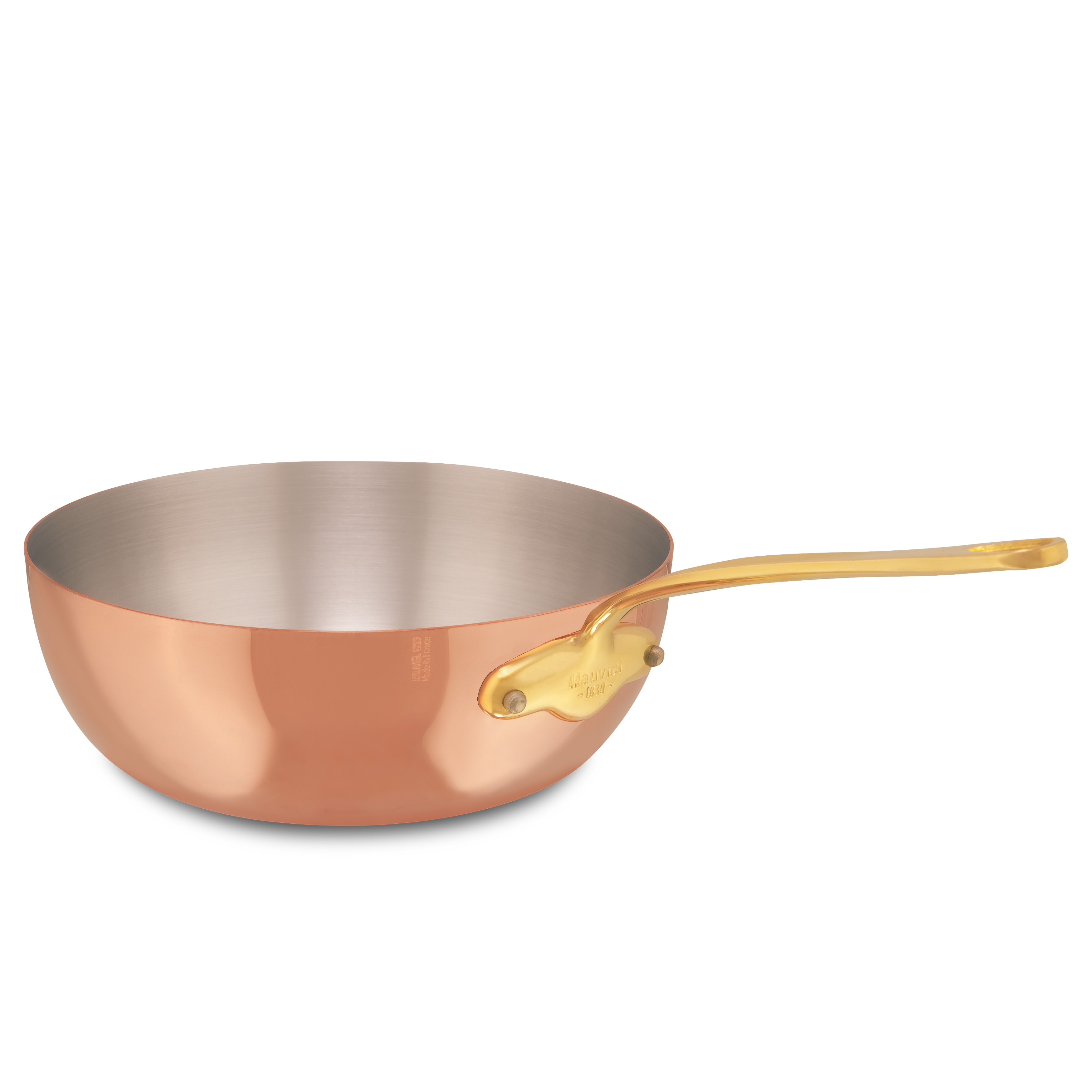 Mauviel M'Heritage M'150 B Copper Chef Pan With Lid and Brass Handle - Mauviel1830