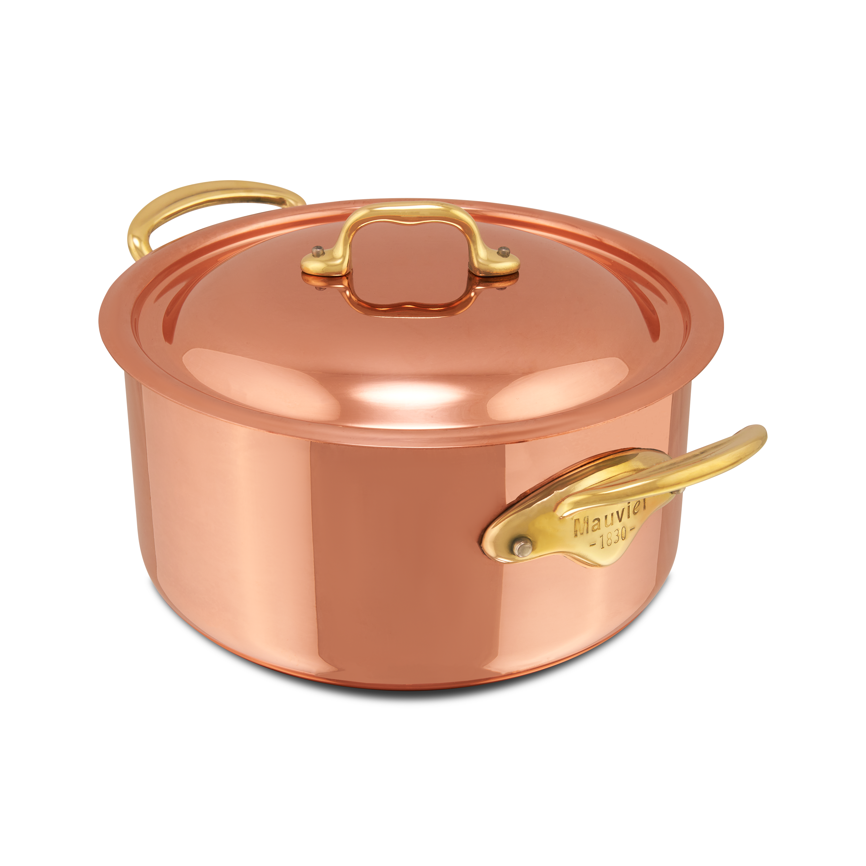 Mauviel M'Heritage M'150 B Copper Stewpan With Lid, Brass Handles, 1.8-Qt - Mauviel1830