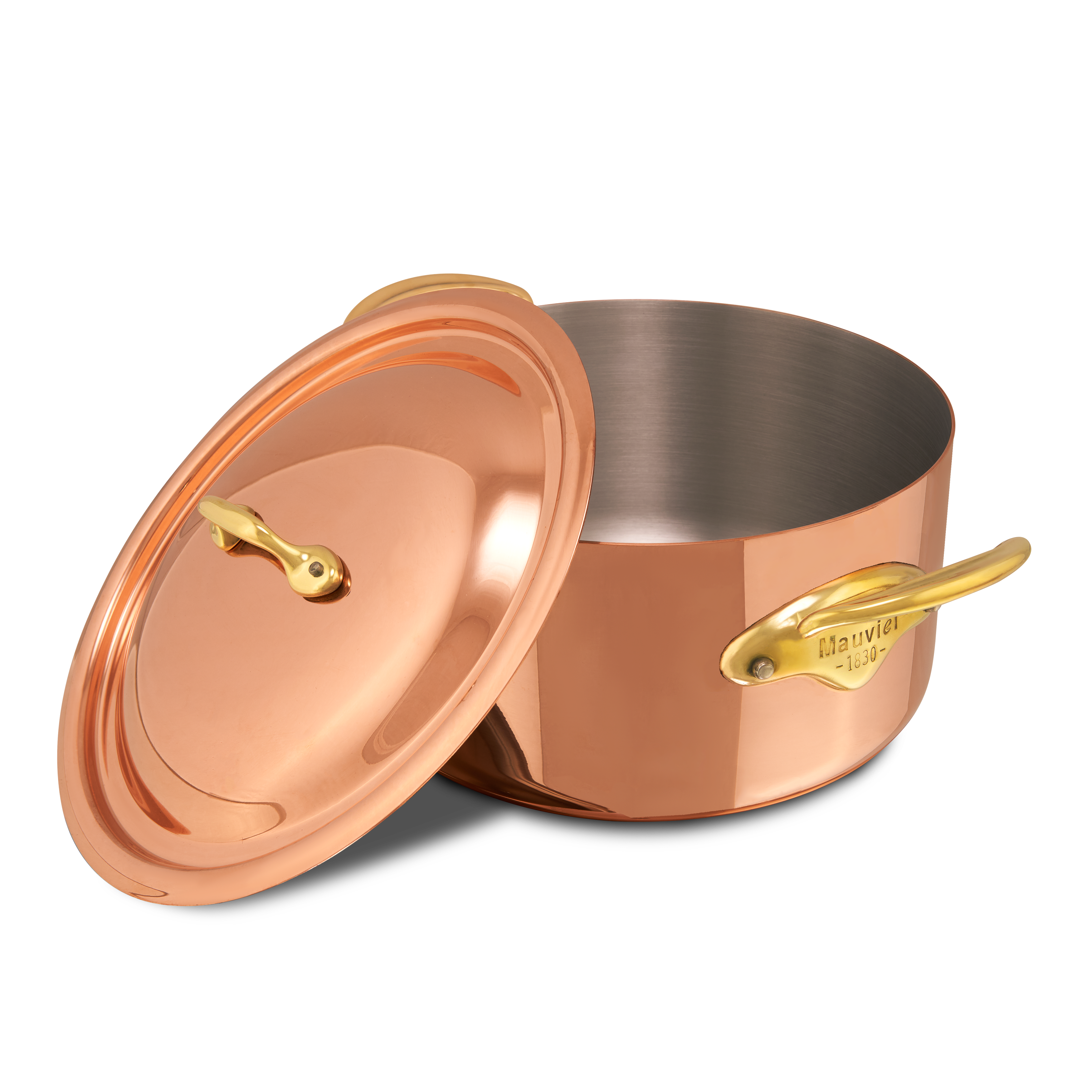 Mauviel M'Heritage M'150 B Copper Stewpan With Lid, Brass Handles - Mauviel1830