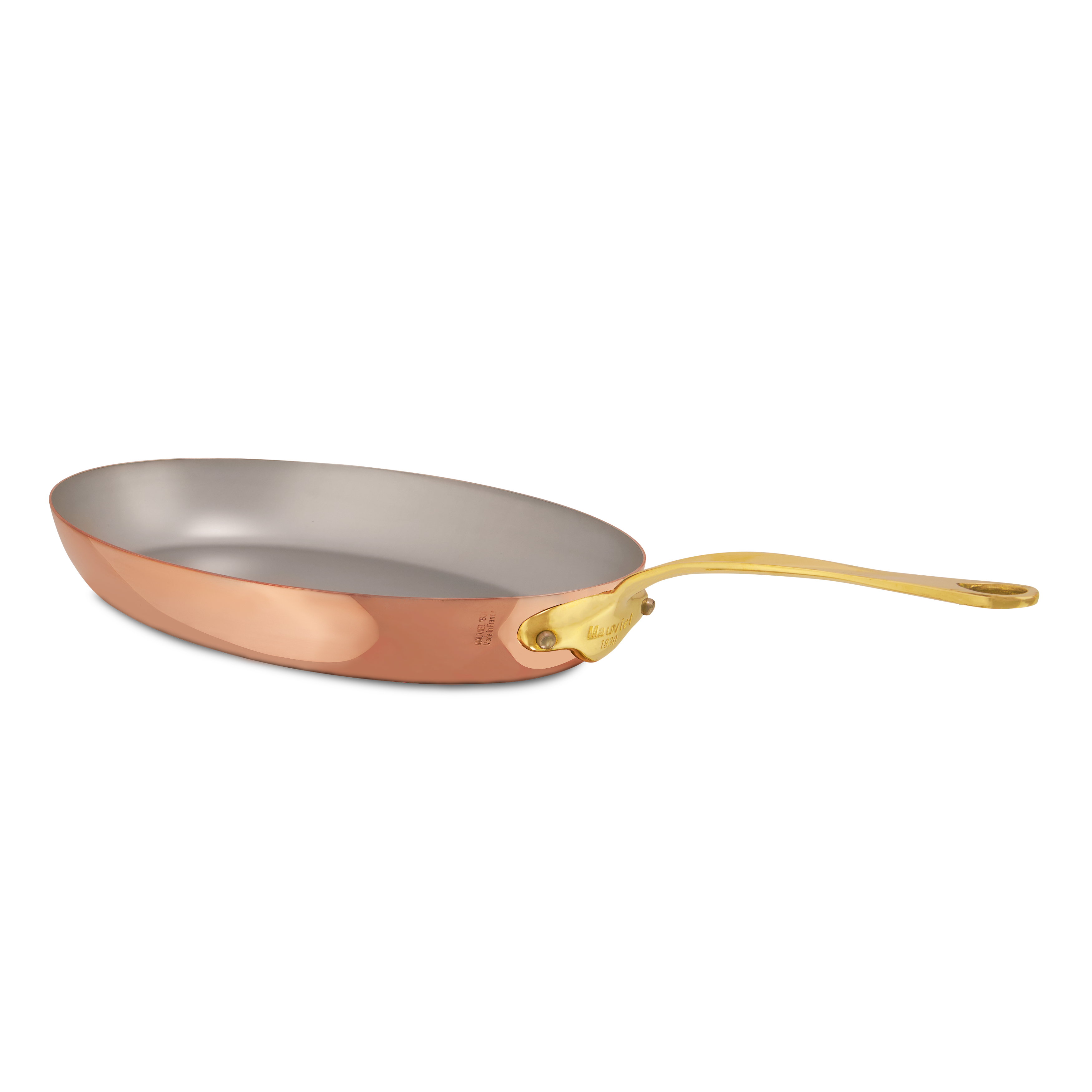 Mauviel M'Heritage M'150 B Copper Oval Frying Pan With Brass Handle, 11.8 x 7.9-In - Mauviel1830