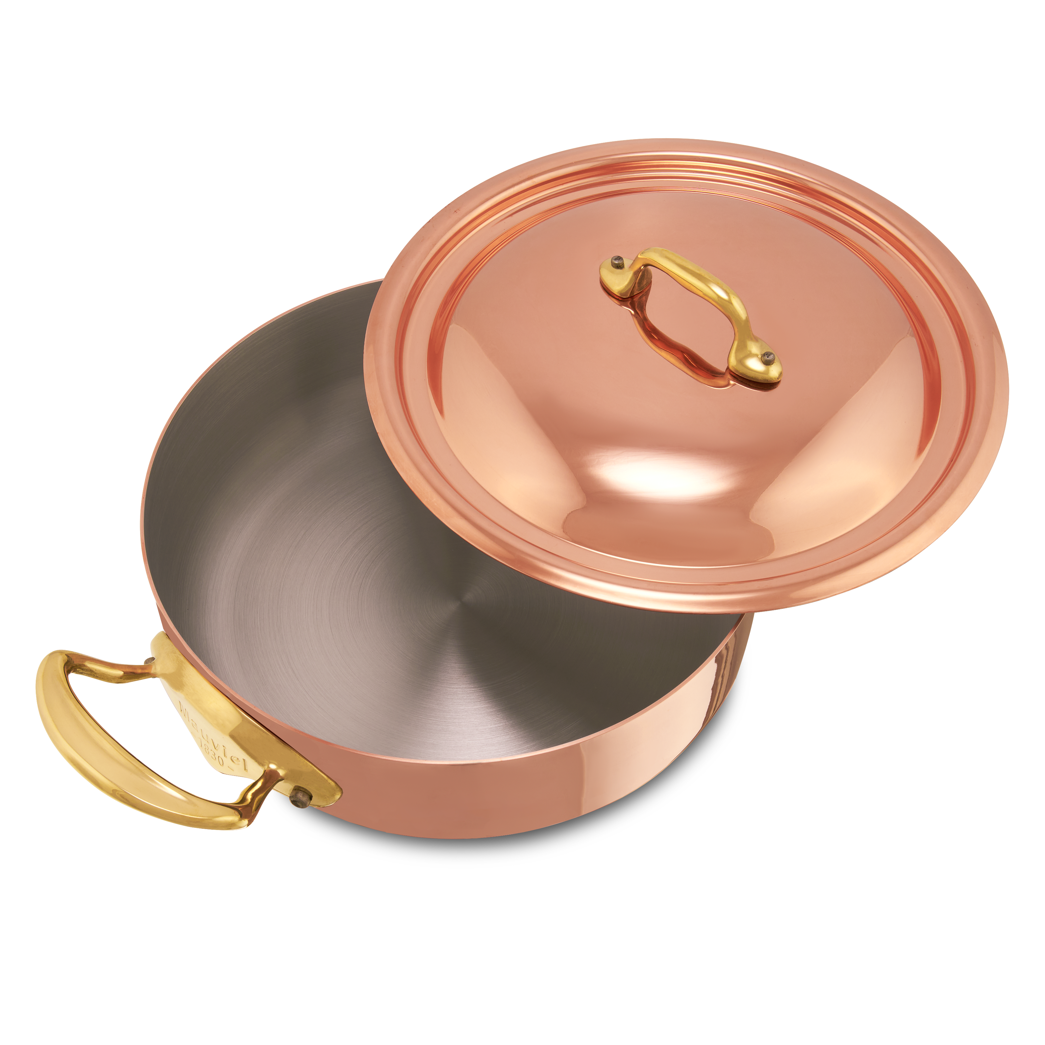 Mauviel M'Heritage M'150 B Copper Rondeau With Lid and Brass Handles, 2.9-Qt - Mauviel1830